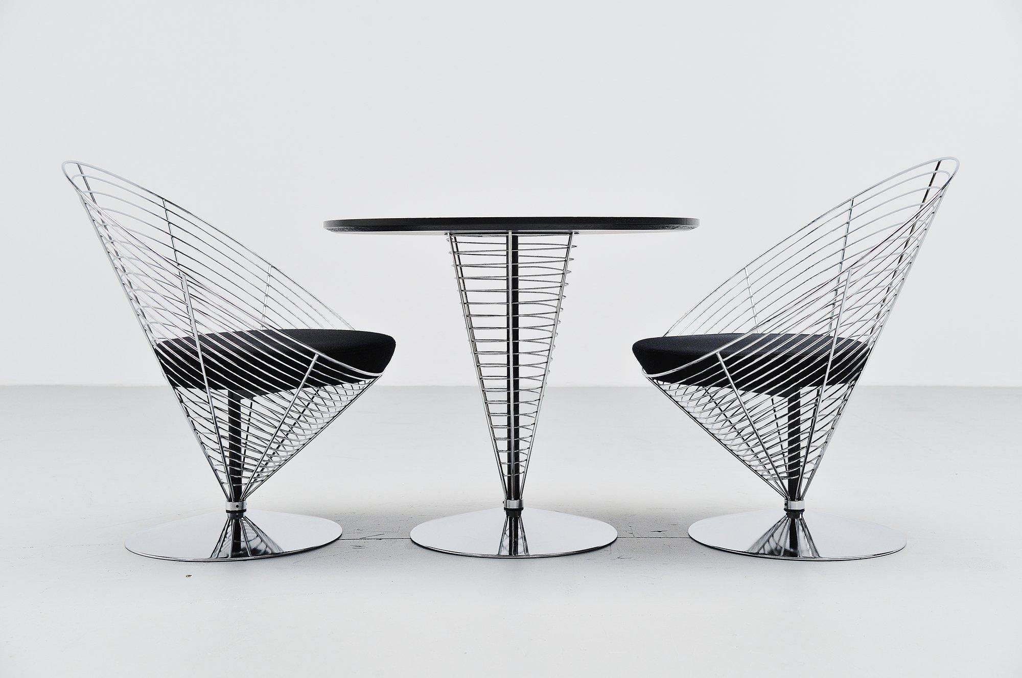 Late 20th Century Verner Panton Wire Cone Tables Fritz Hansen, 1988