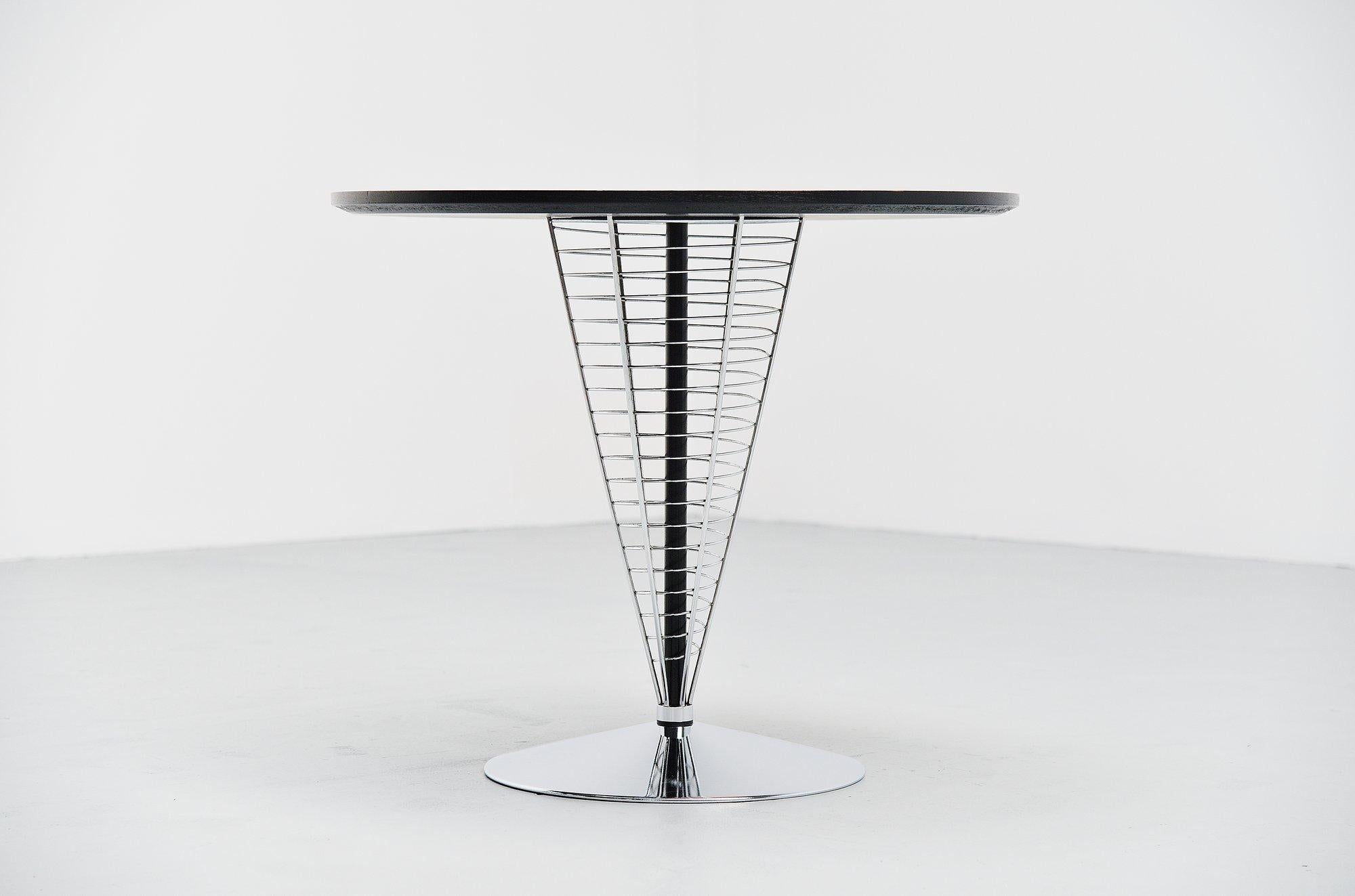 Chrome Verner Panton Wire Cone Tables Fritz Hansen, 1988