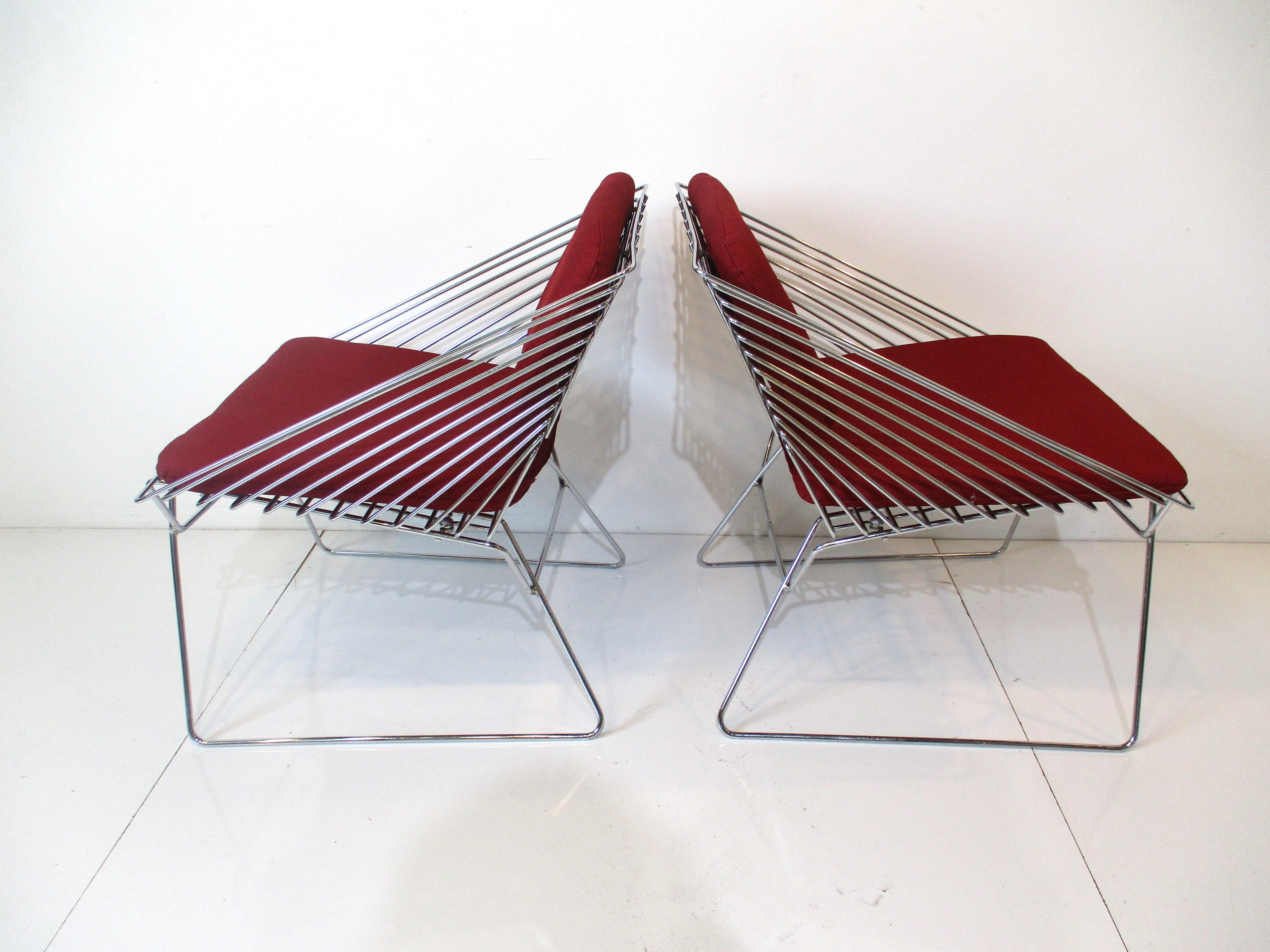 Mid-Century Modern Verner Panton Wire Grid Lounge Chairs for Fritz Hansen Denmark For Sale
