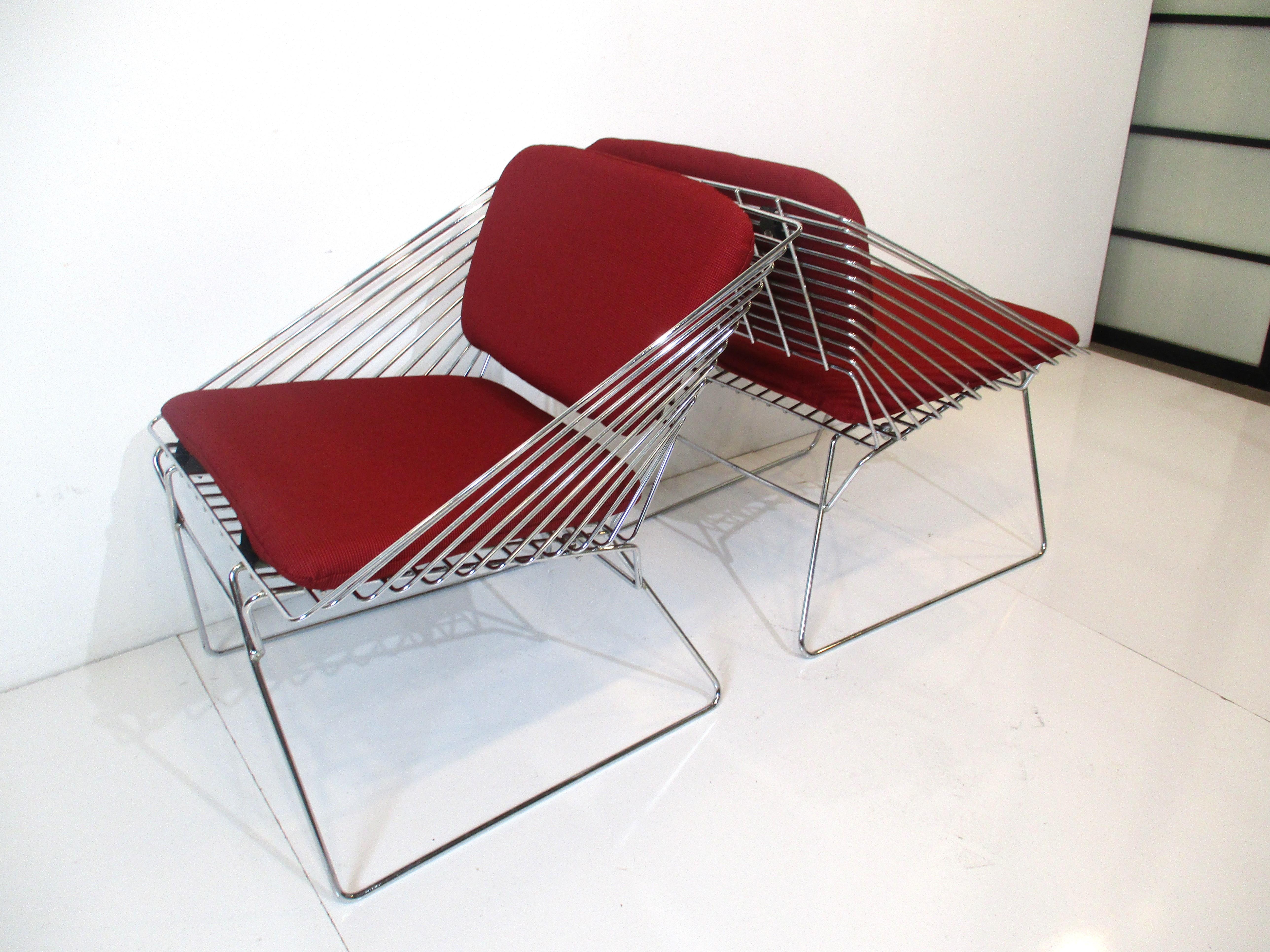Mid-Century Modern Verner Panton Wire Grid Lounge Chairs for Fritz Hansen Denmark For Sale