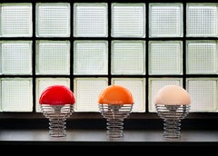 Verner Panton 'Wire' Portable Chrome and Red Opal Shade Table Lamp for Verpan