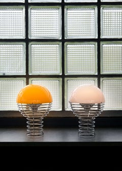 Verner Panton 'Wire' Portable Chrome and Yellow Opal Shade Table Lamp for Verpan