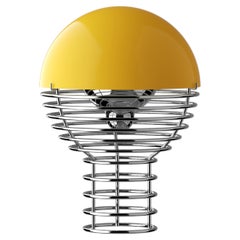 Verner Panton 'Wire' Portable Chrome and Yellow Opal Shade Table Lamp for Verpan
