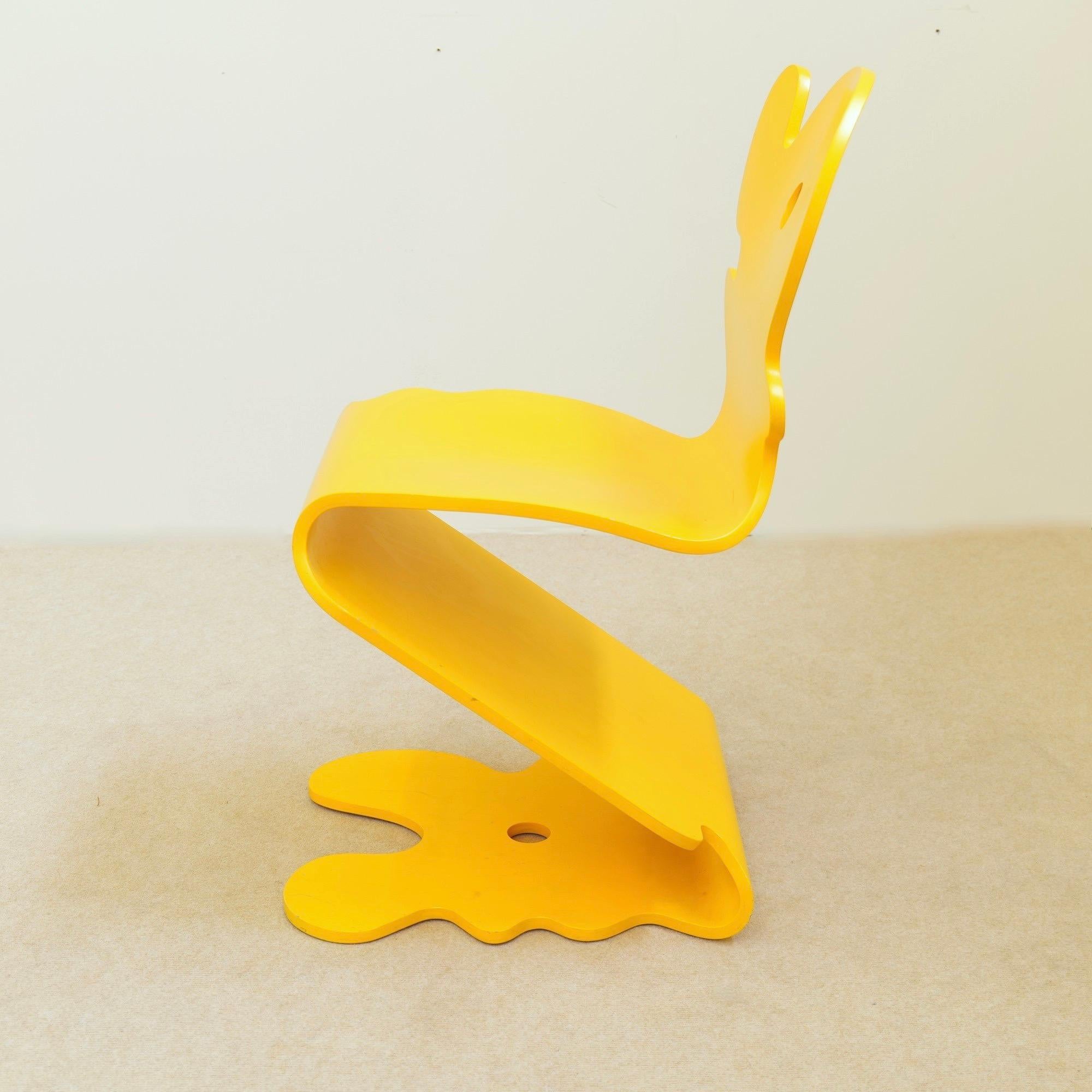 Plywood Verner Panton yellow Pantonic 5020 chair by HÅG Norway For Sale