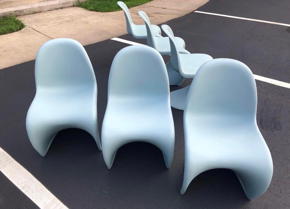Verner Pantone for Vitra Ice Gray Panton Chairs Set of Six In Good Condition In West Hartford, CT