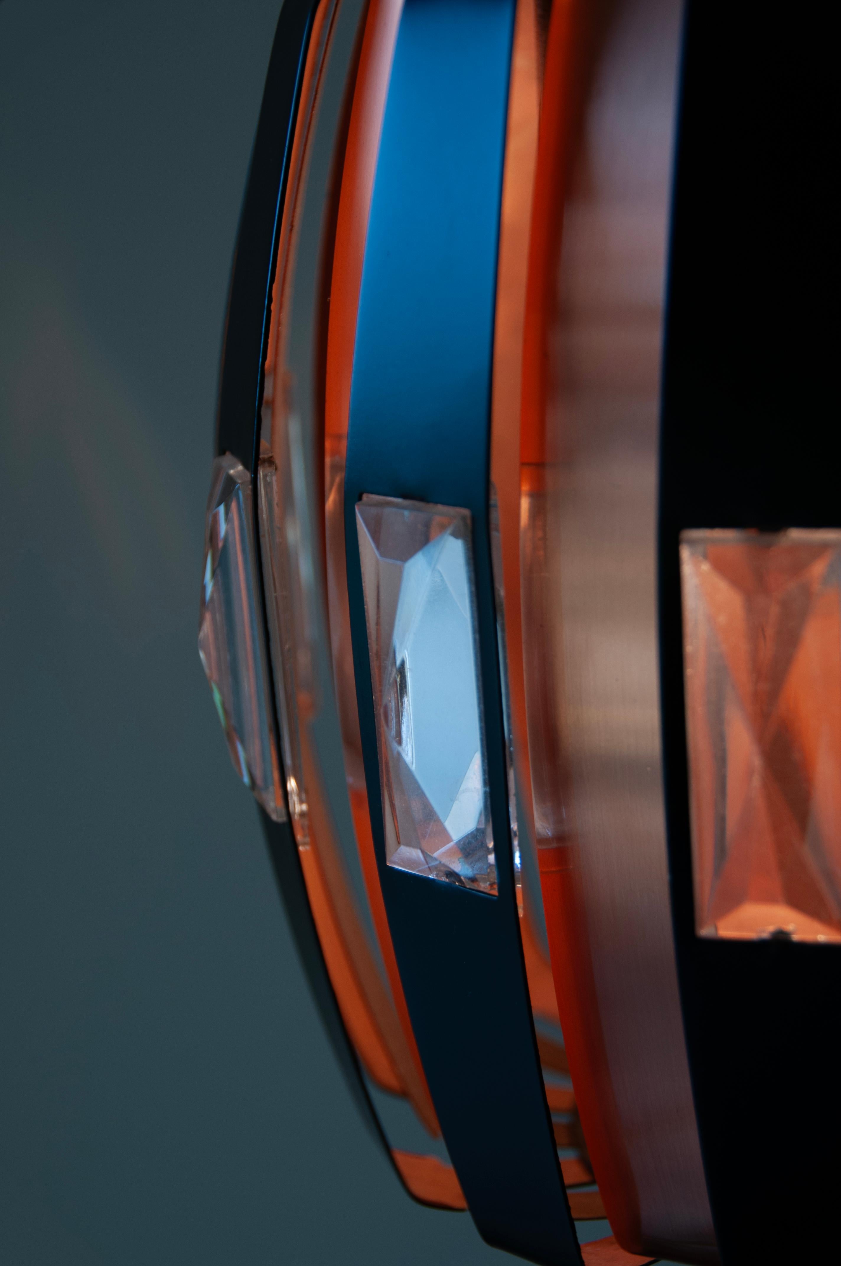 Mid-Century Modern Werner Schou Design: L20 Copper Pendant Light with Glass Prism, Danish Origin For Sale
