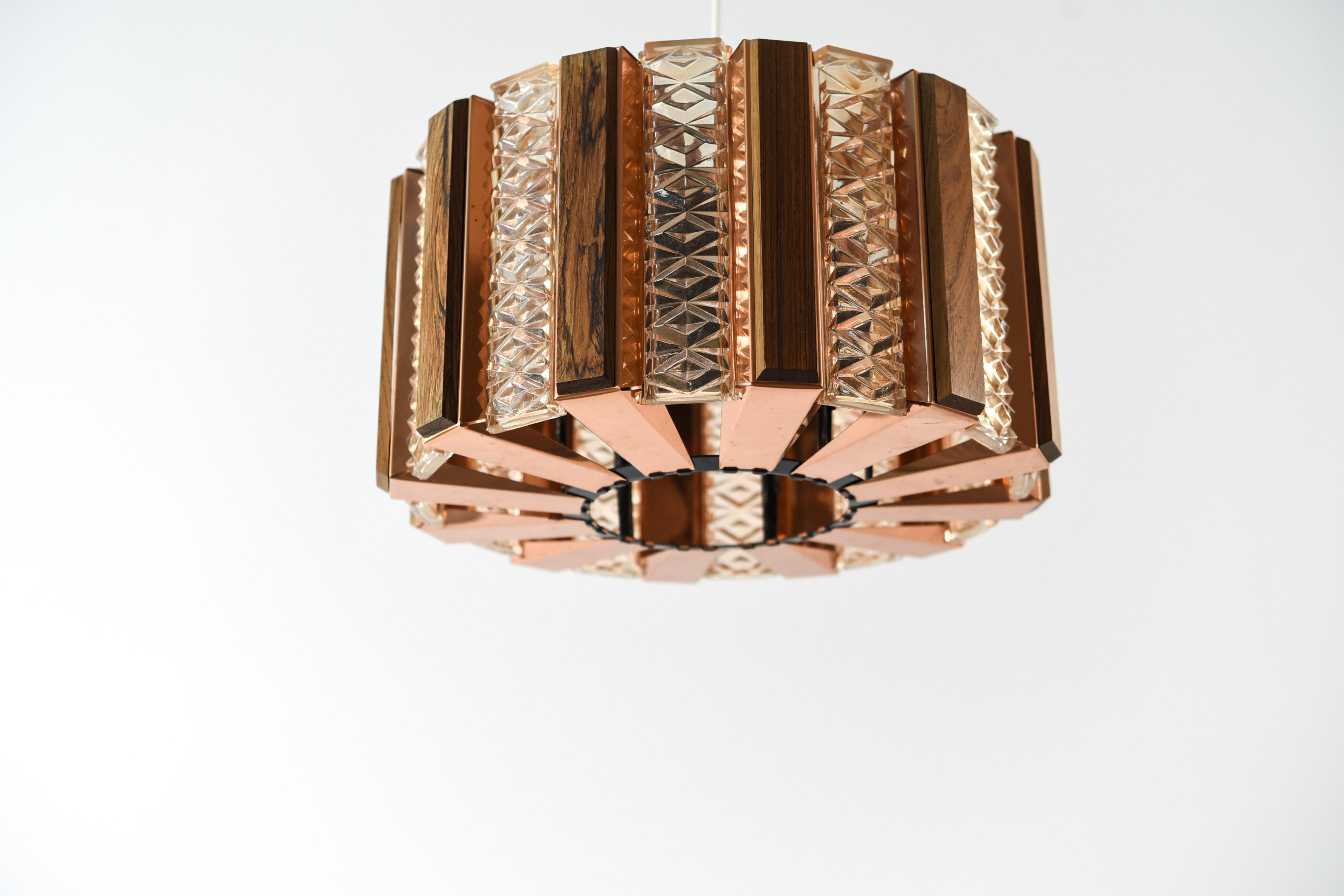 Danish Verner Schou for Coronell Elektro & Orrefors Chandelier