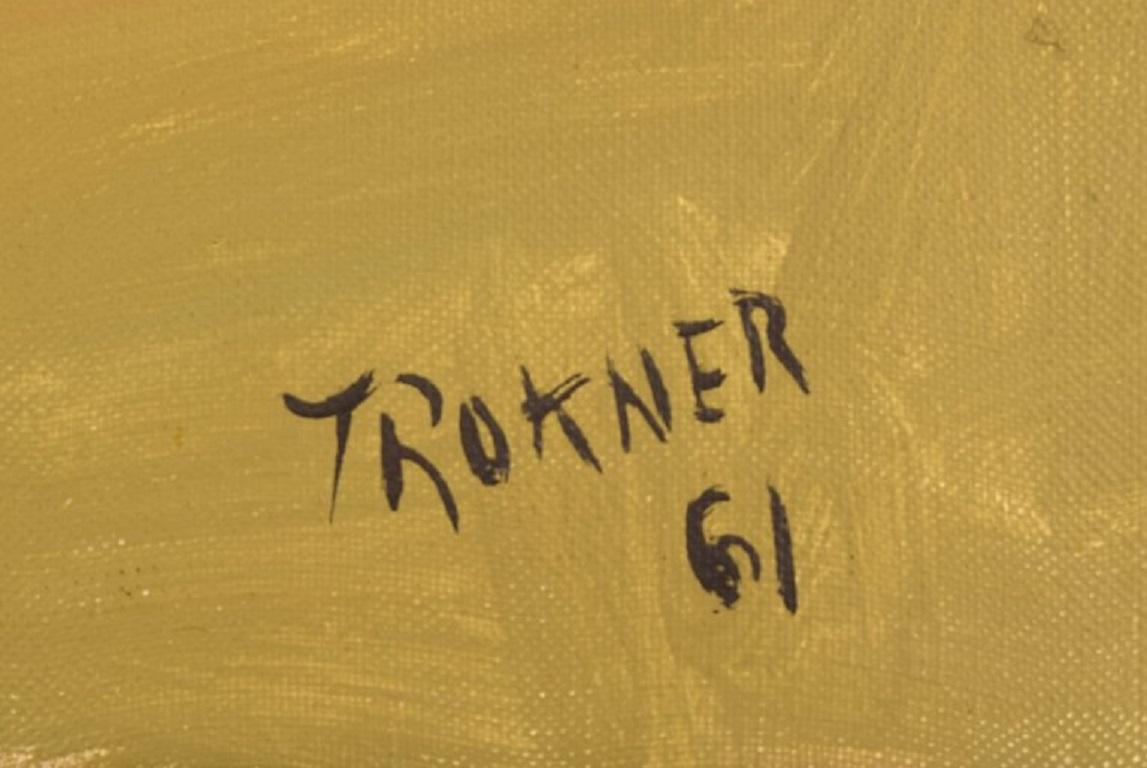 Modern Verner Trokner, Denmark, Oil on Canvas, Abstract Composition For Sale