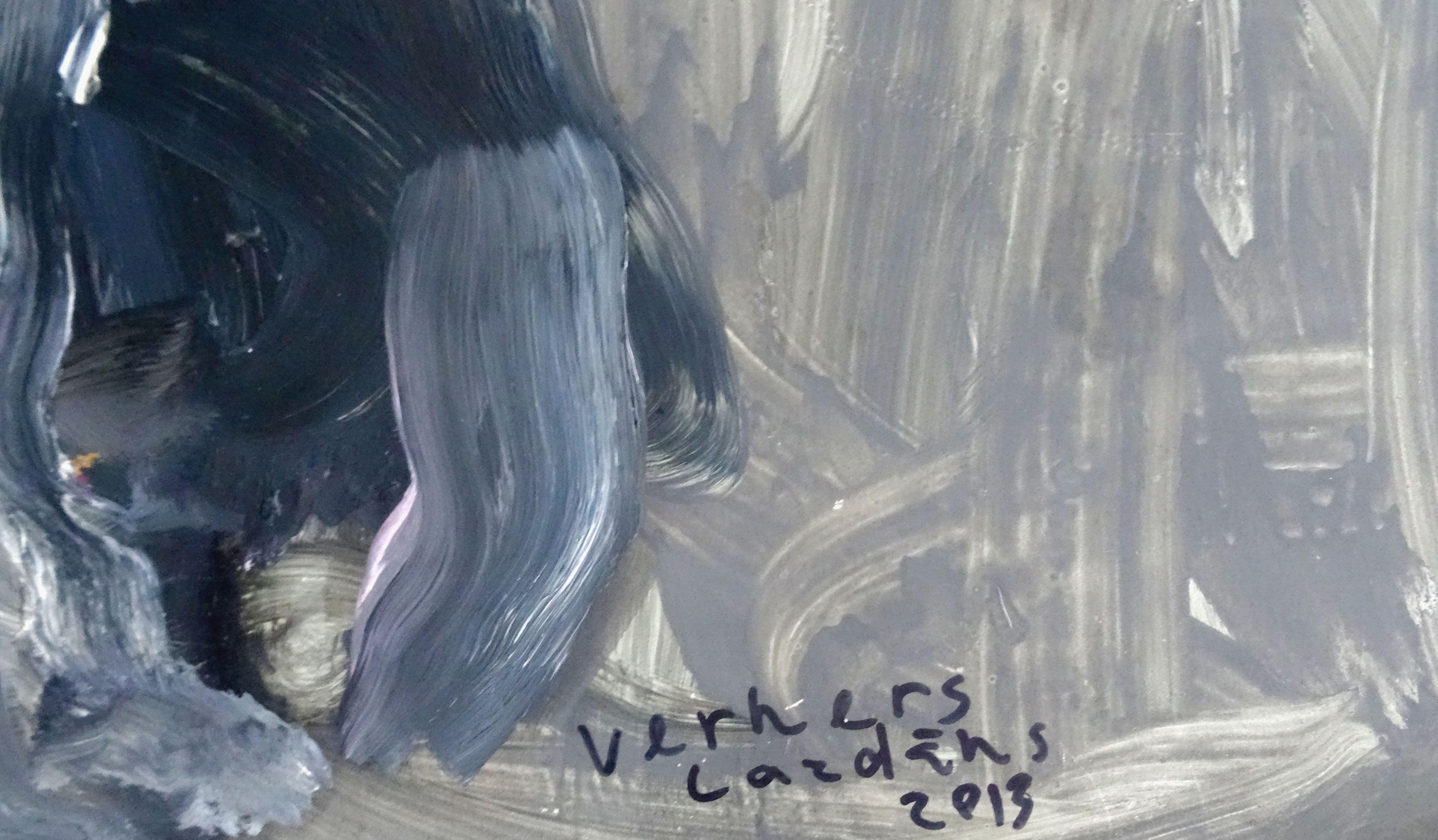 V. 2011-2013. Papier, Kunststoffglas, Öl, 90x68 cm (Abstrakter Expressionismus), Painting, von Verners Lazdans 