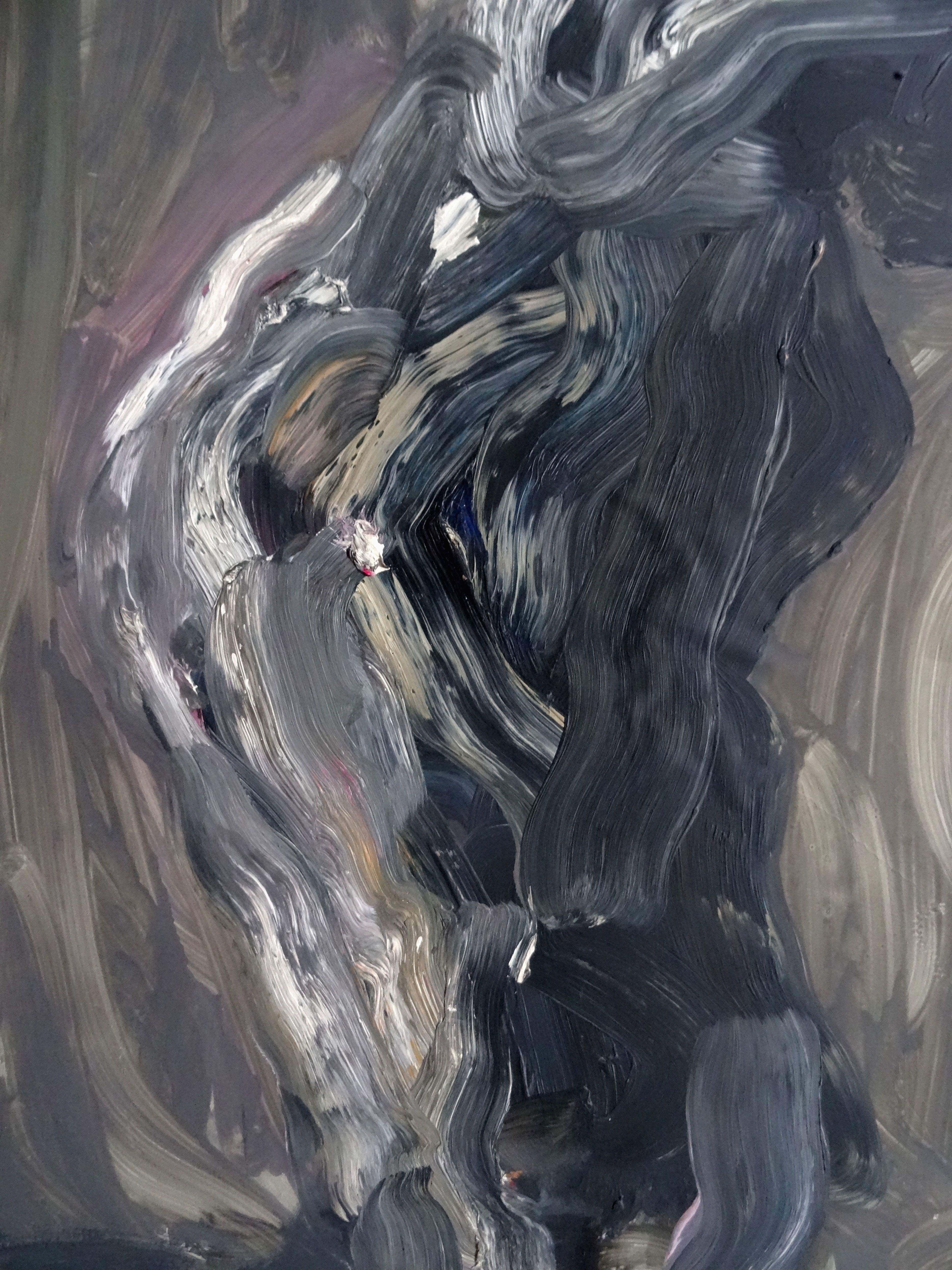 V. 2011-2013. Carta, vetro plastico, olio, 90x68 cm - Animal Painting Grigio di Verners Lazdans 