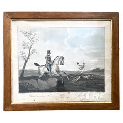 Antique Vernet Equestrian Coloured Engraving