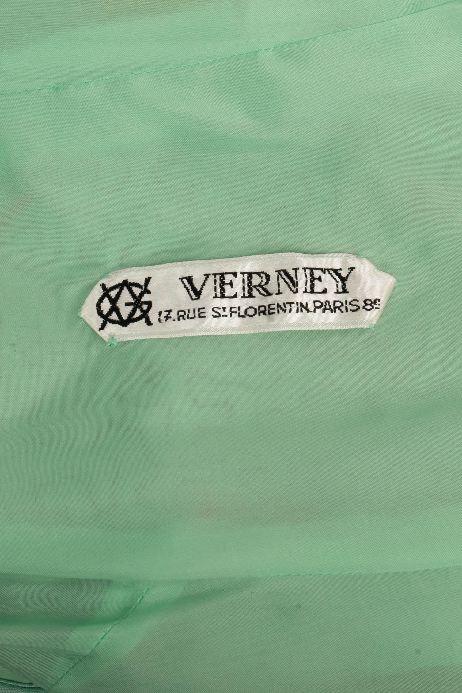 Verney Long Aqua Silk and Wool Dress, 1960 For Sale 5