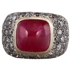 Anillo Verney París Oro 14 Quilates Rubí Diamante
