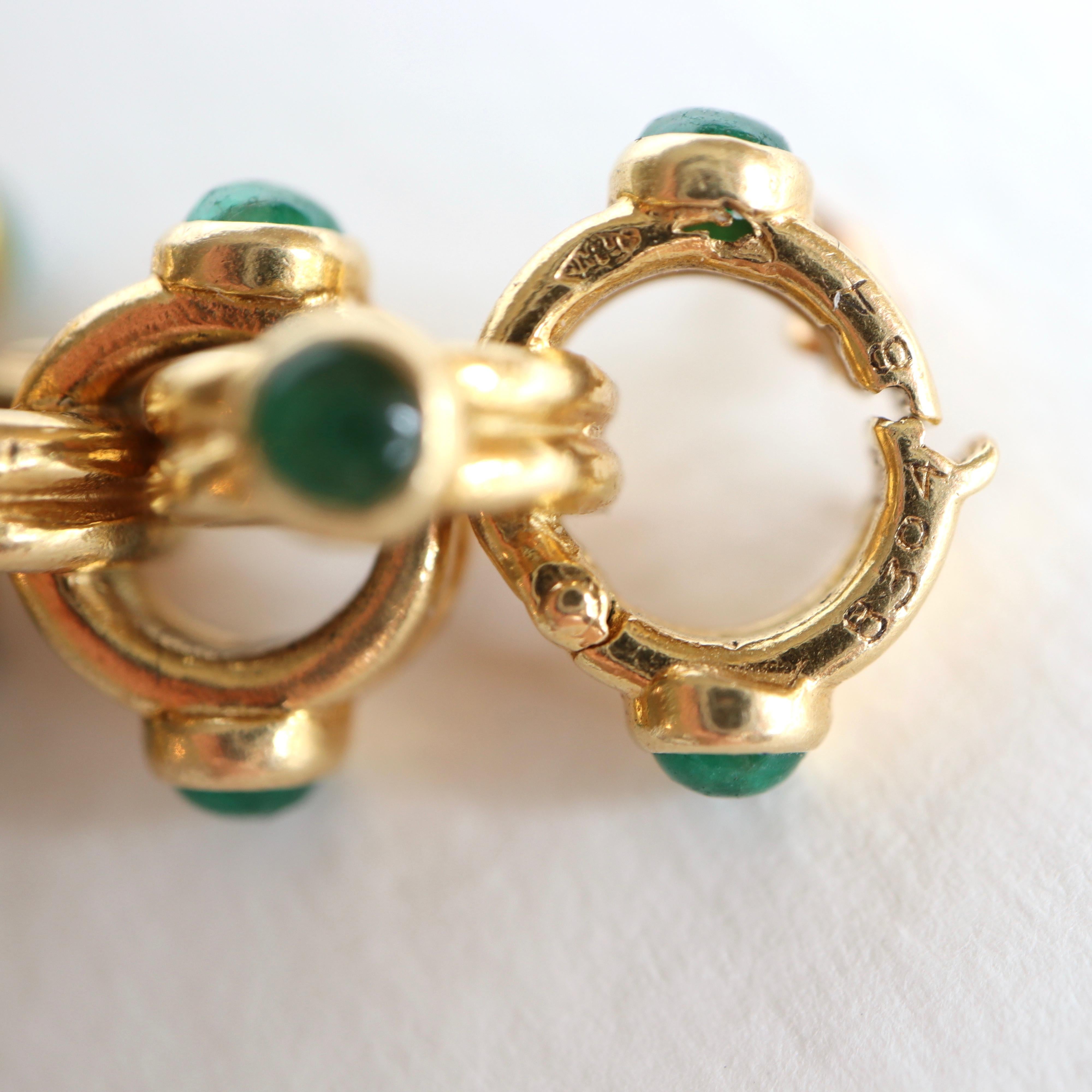 Verney Poiray Bracelet in 18 Carat Yellow Gold and Emeralds, 1970 5