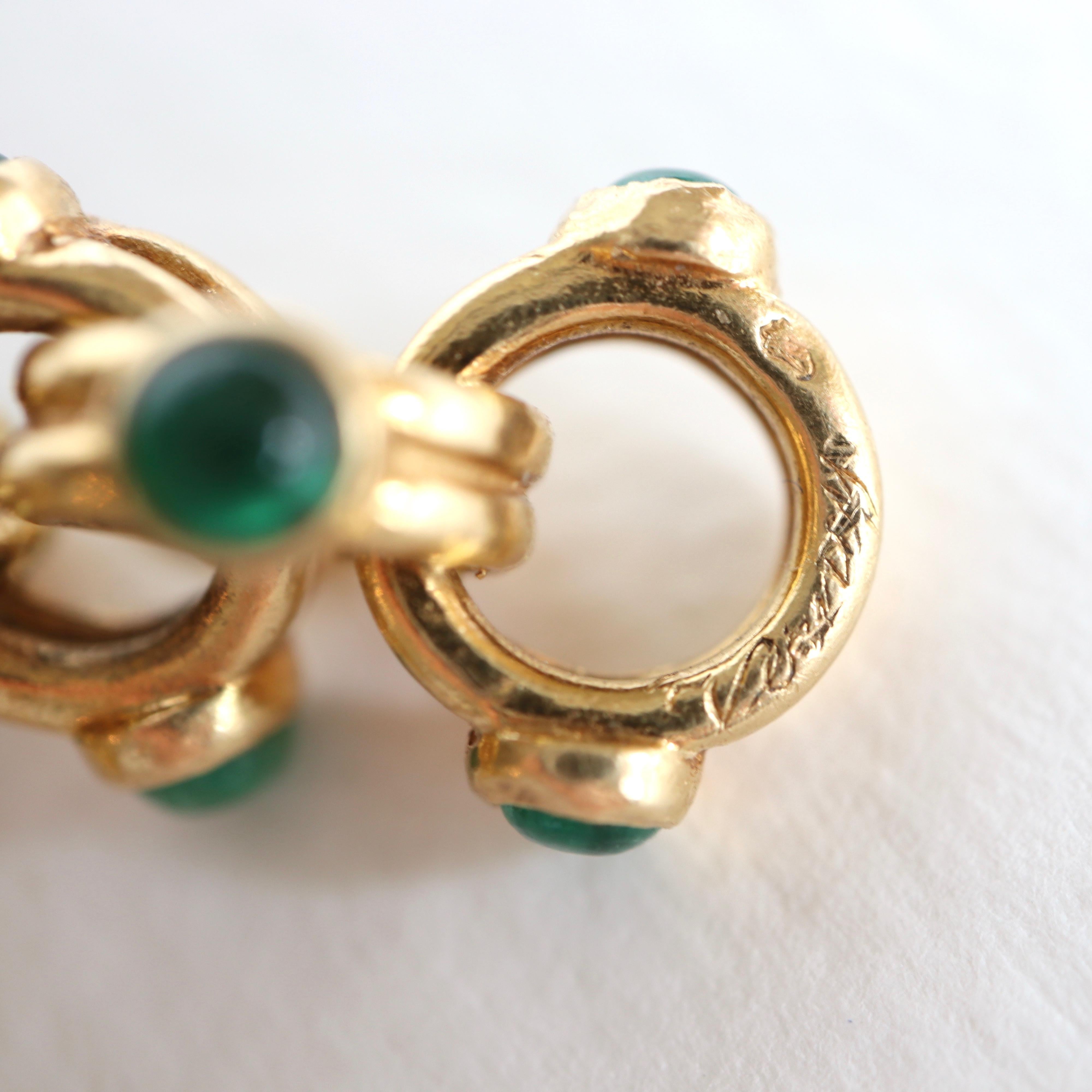 Verney Poiray Bracelet in 18 Carat Yellow Gold and Emeralds, 1970 6