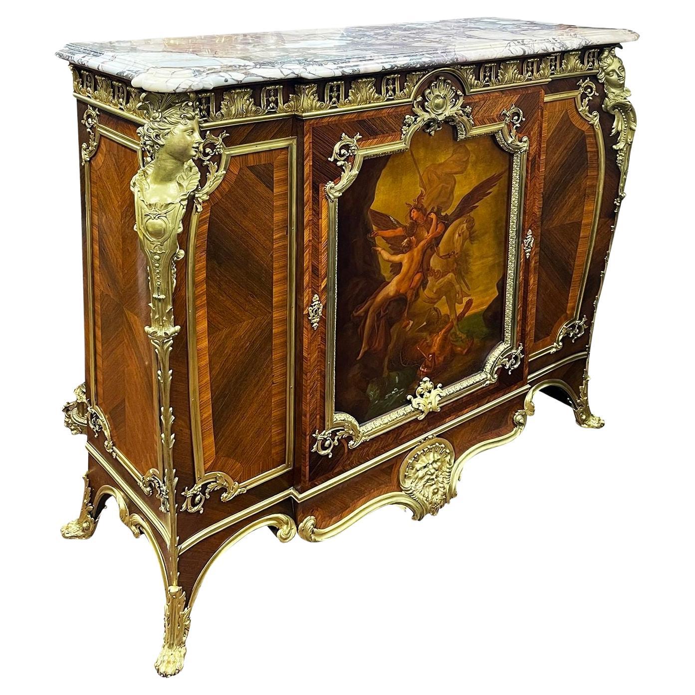 Cabinet d'appoint de style Louis XVI, Vernis Martin, 19e siècle, attribué à A Link en vente