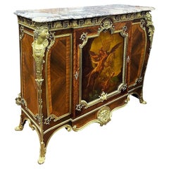 Cabinet d'appoint de style Louis XVI, Vernis Martin, 19e siècle, attribué à A Link