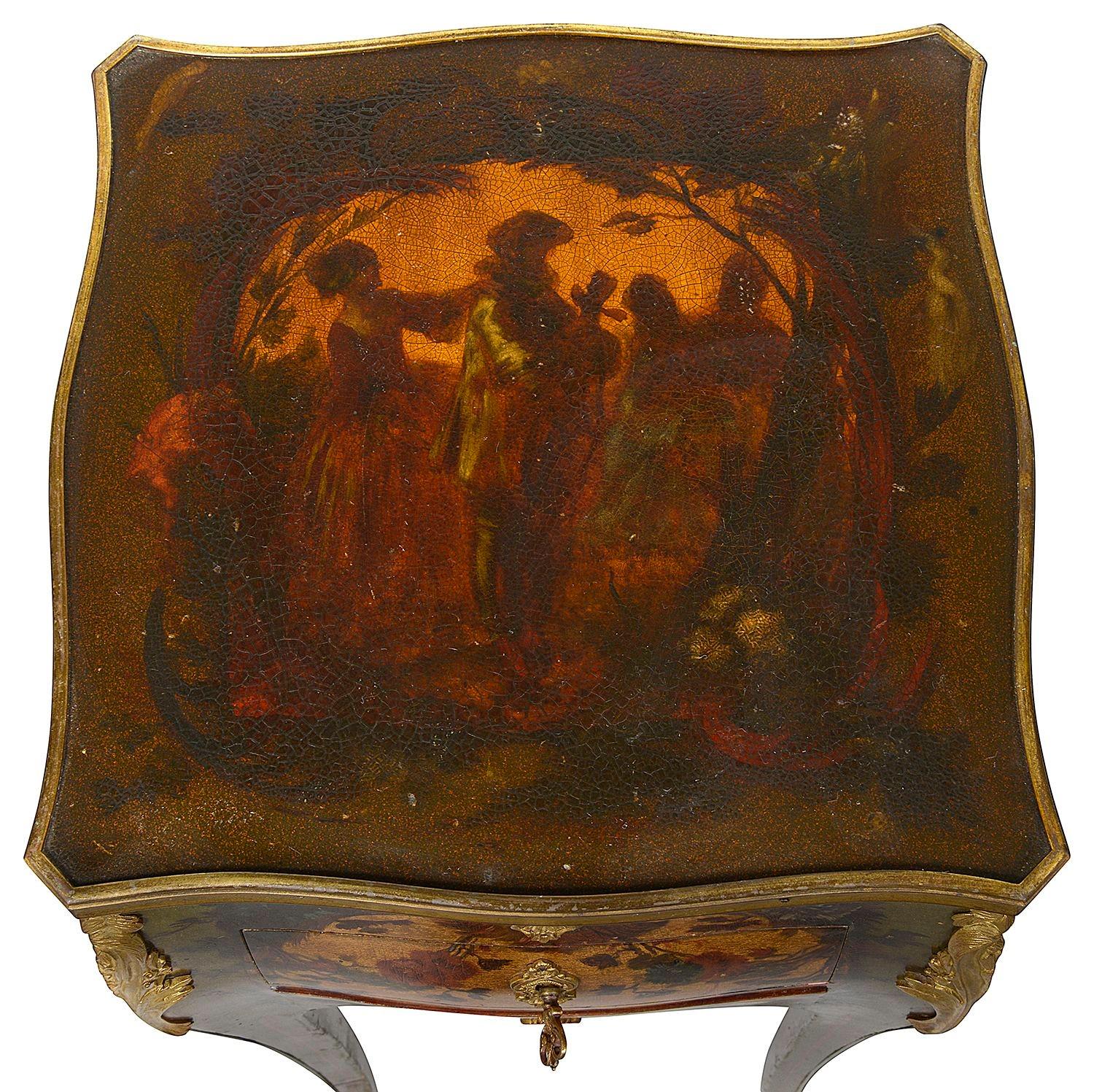 Hand-Painted Verni Martin style side table, circa 1880 For Sale