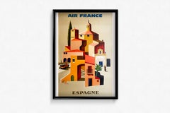 1960 Original travel poster Air France to spain realized by Vernier