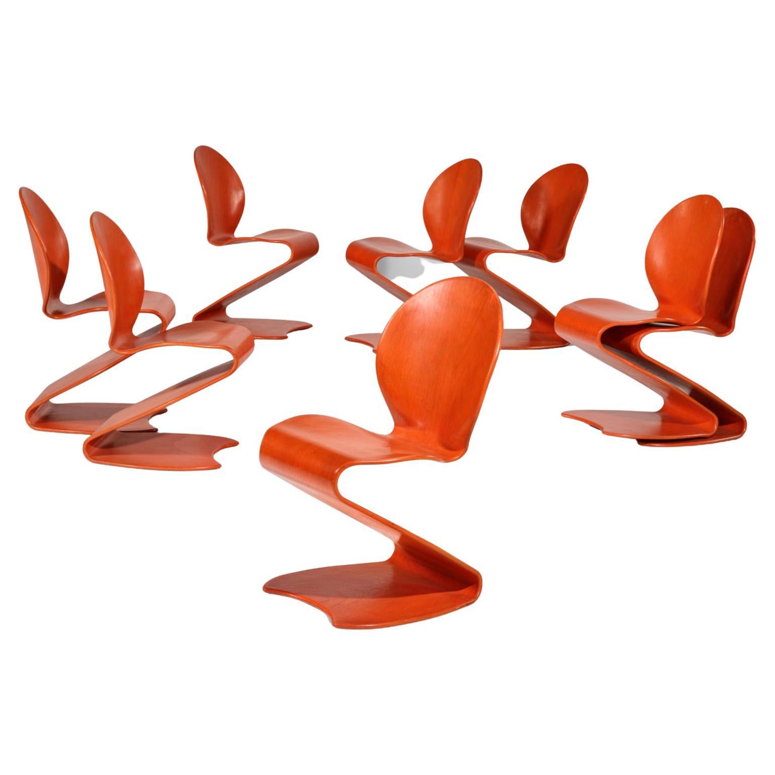 Verner Panton Set of Eight ‘S-Stuhls’, Model 276, Chairs For Sale