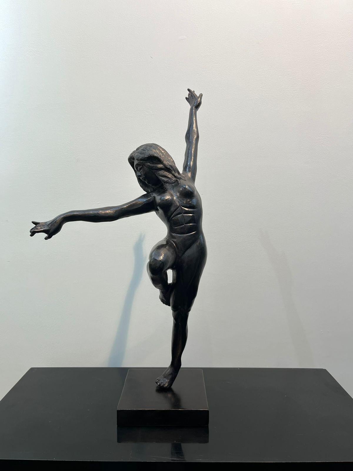 Vernika Singh - The acrobat
Aluminium 
13w x 7.5d x 23.5”h (Inches  ) 

Interested in human figures and the movements which are encountered by the body. It is the most beautiful sight to witness the human body in action and at times it is capable of