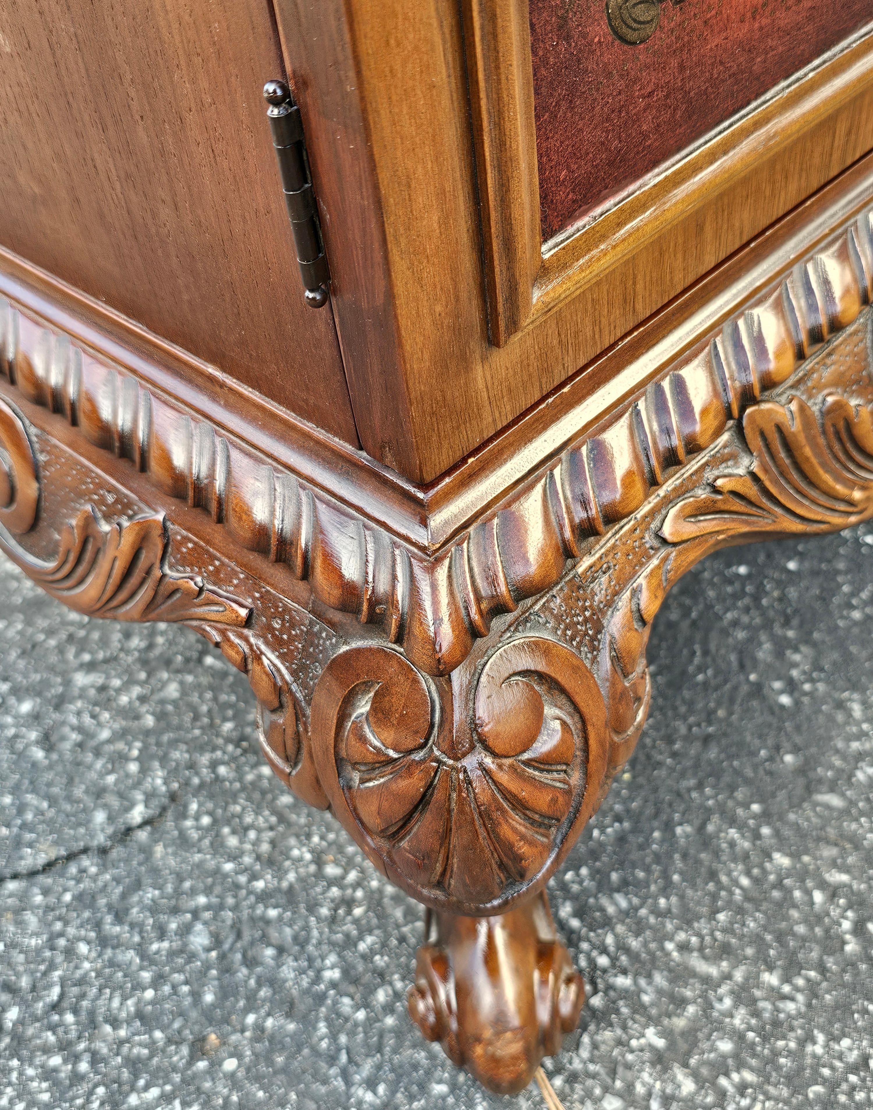 19th C. Vernis Martin Chinoiserie Decorated Carved Mahogany Side Cabinet Buffet For Sale 8