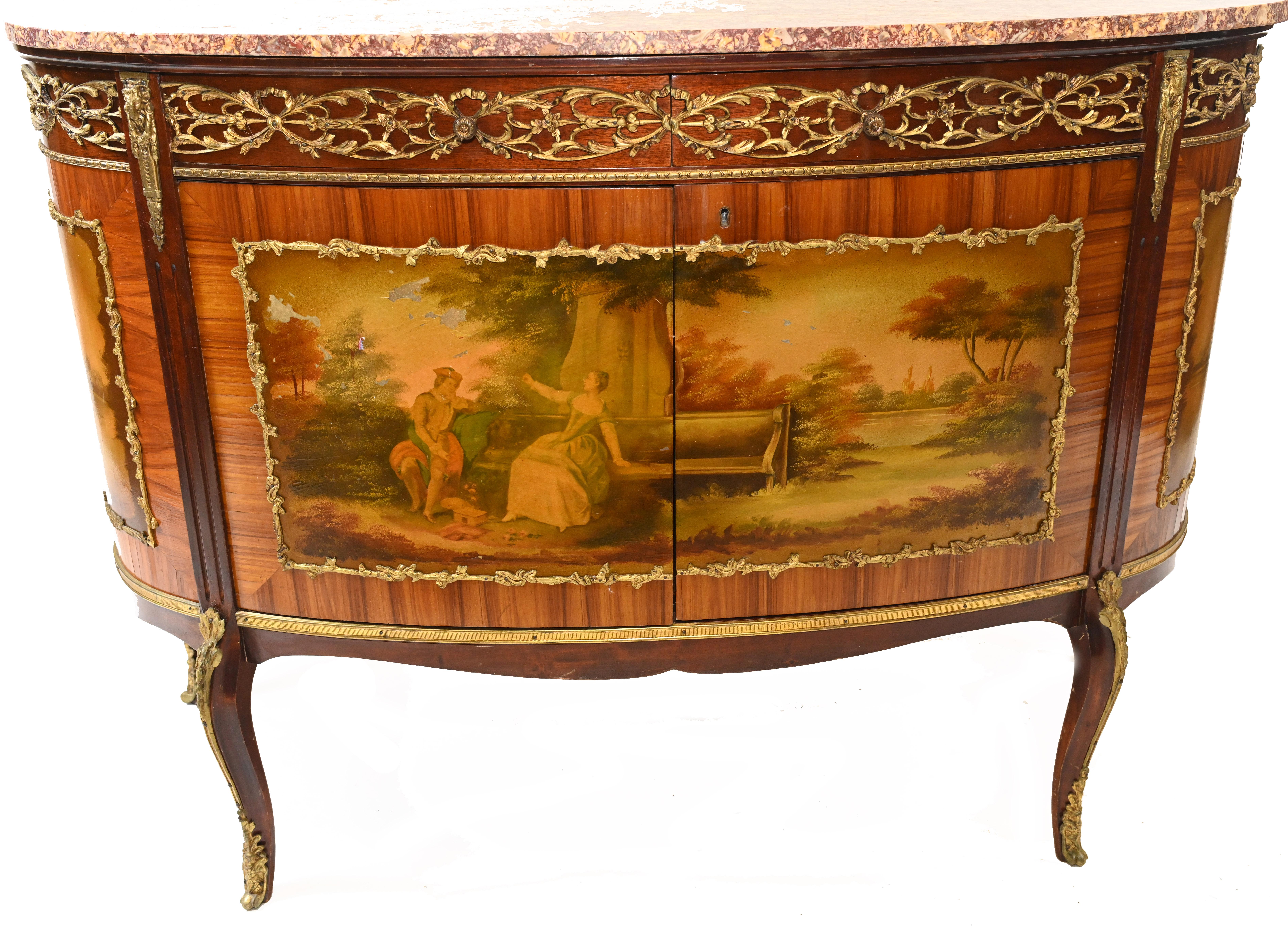 Vernis Martin Commode French Painted Cabinet In Good Condition For Sale In Potters Bar, GB