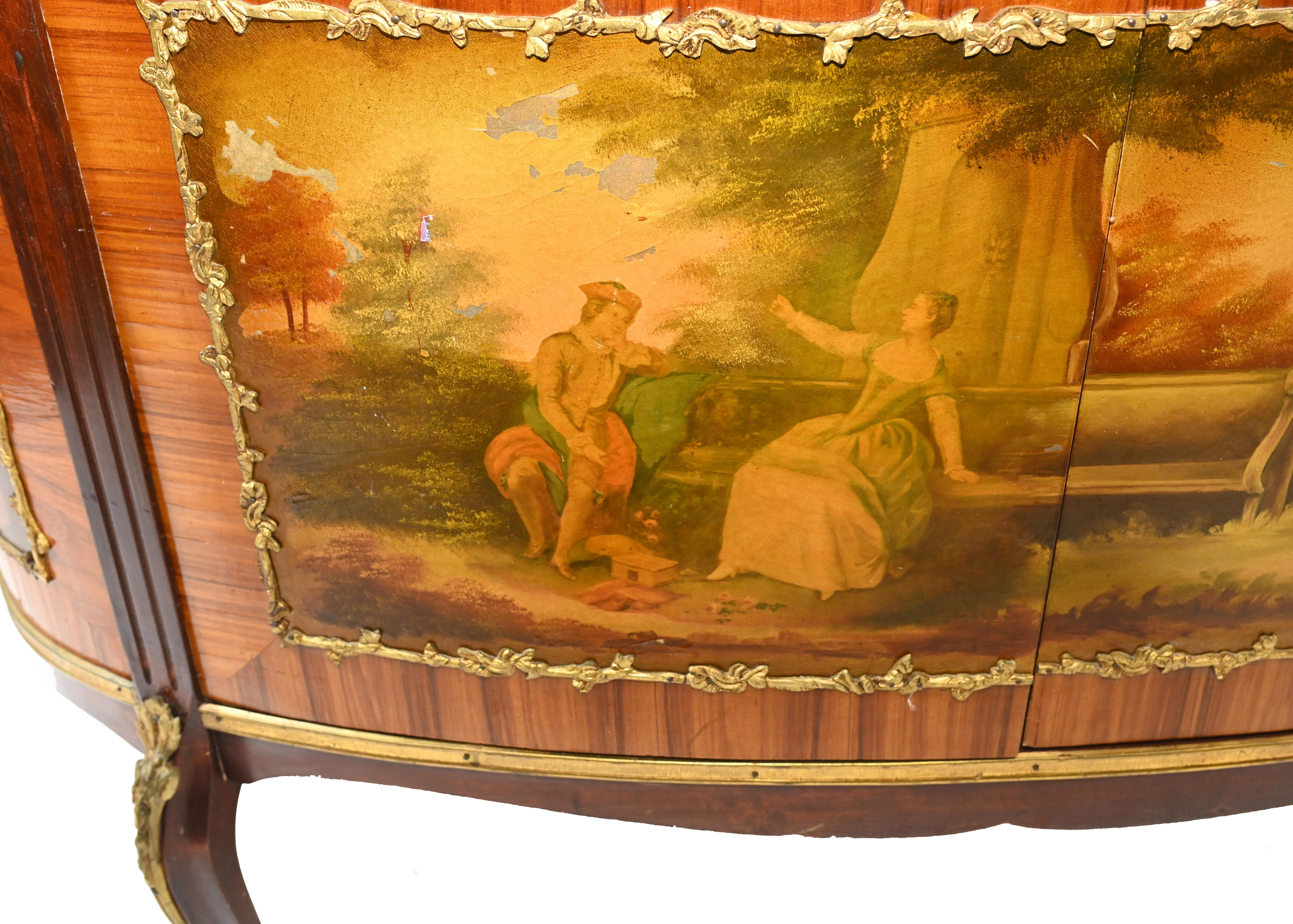 Late 19th Century Vernis Martin Commode French Painted Cabinet For Sale
