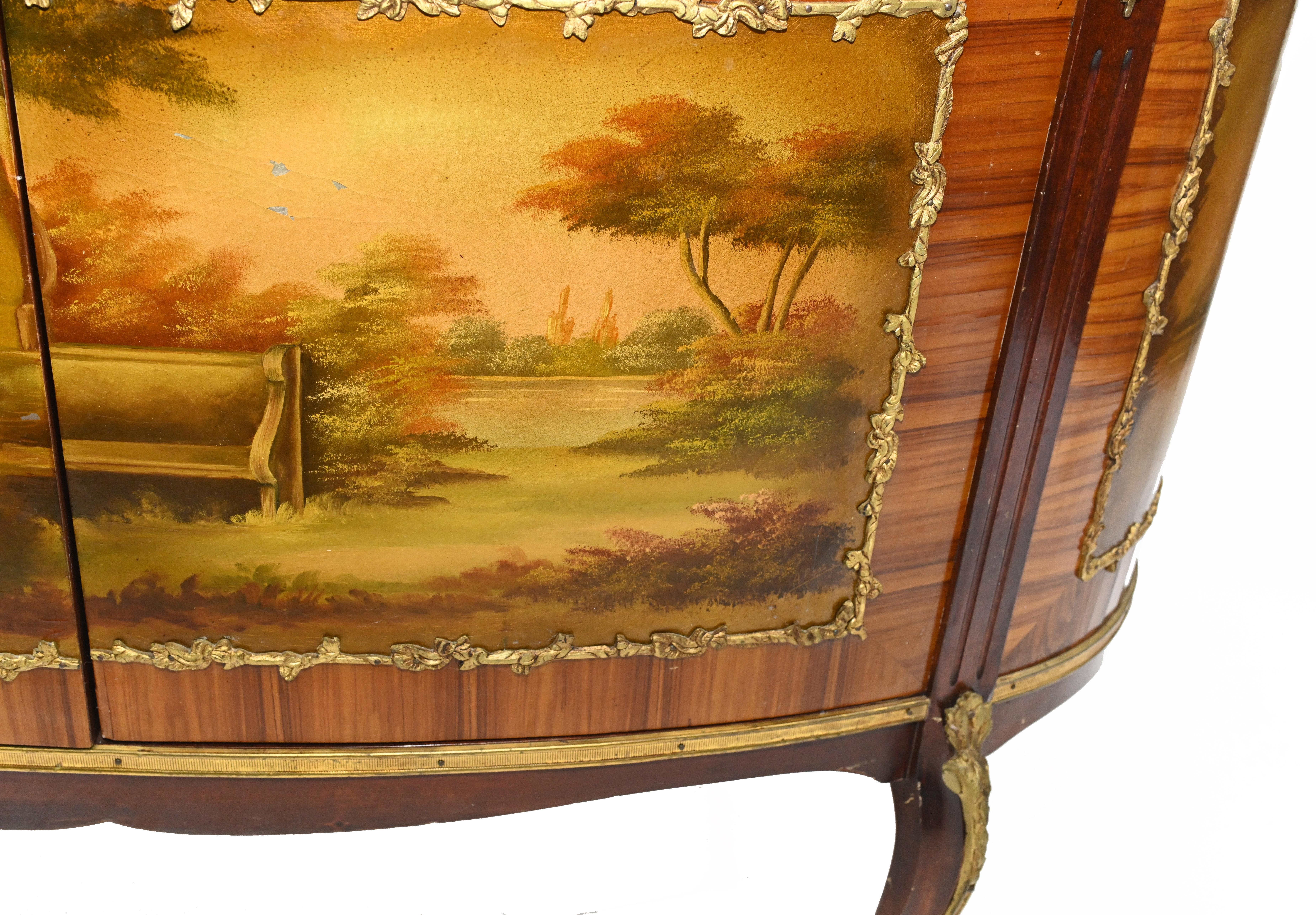 Kingwood Vernis Martin Commode French Painted Cabinet For Sale