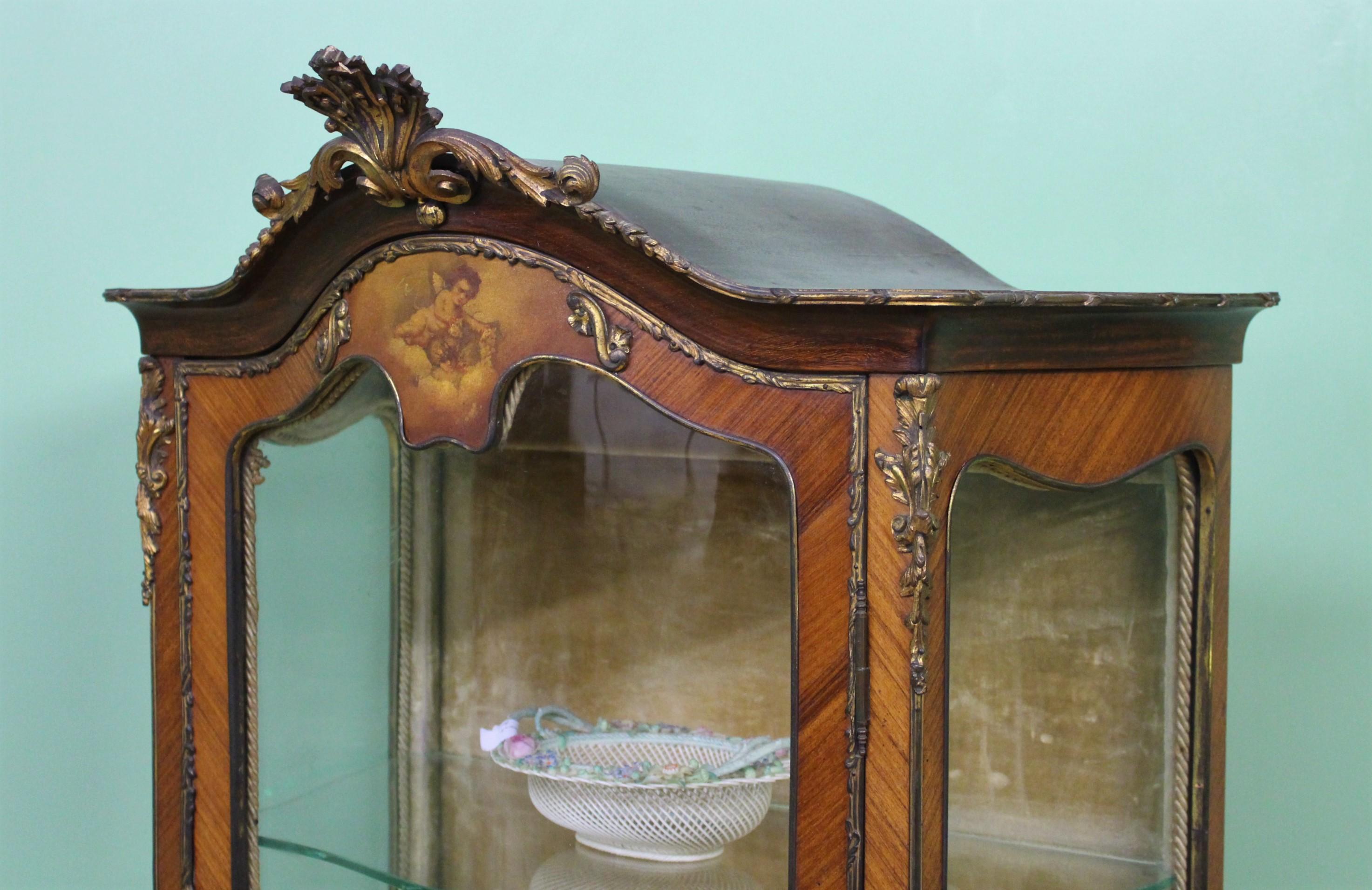 Vernis Martin Decorated French Kingwood Vitrine For Sale 5