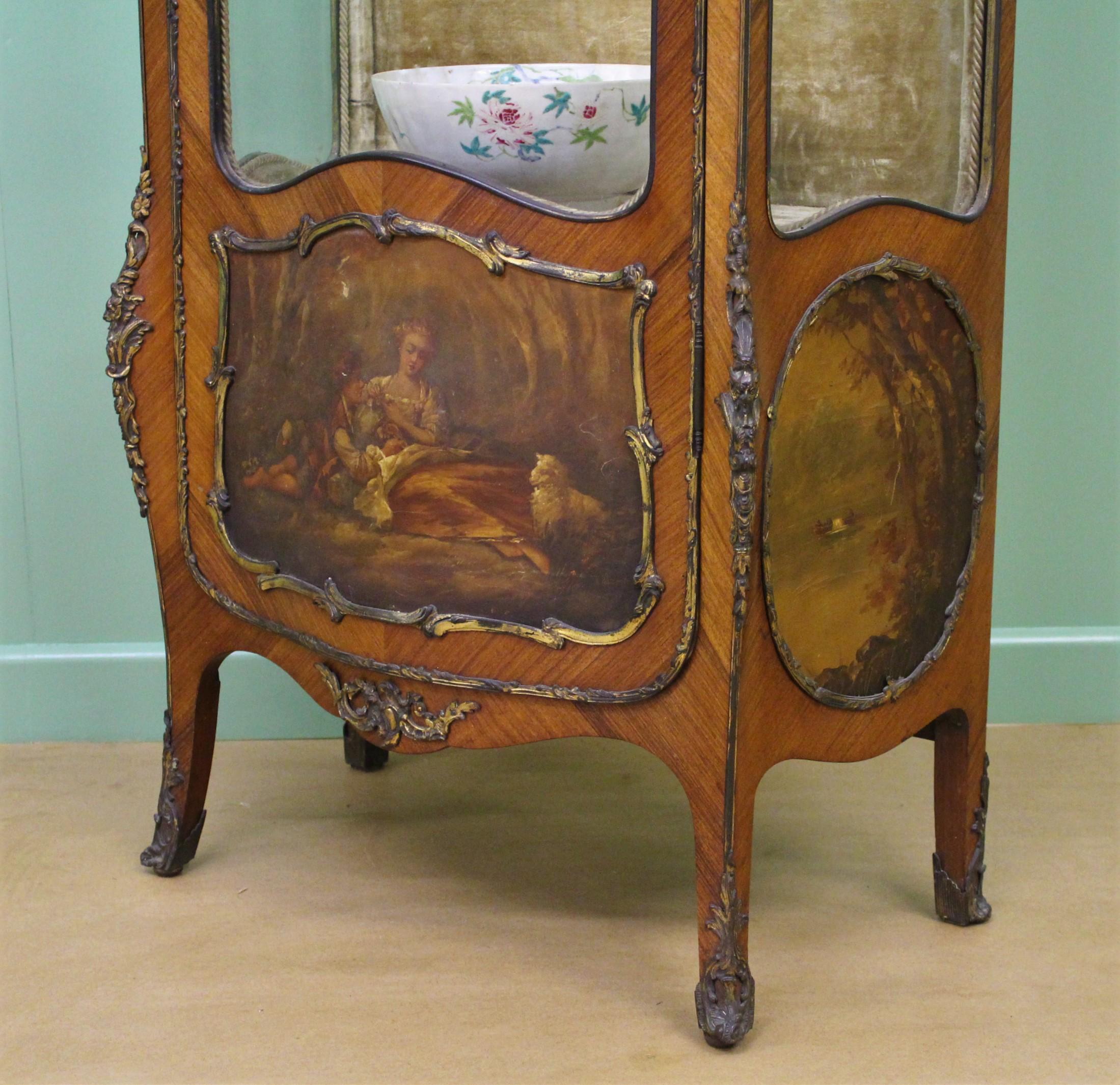 Vernis Martin Decorated French Kingwood Vitrine For Sale 7