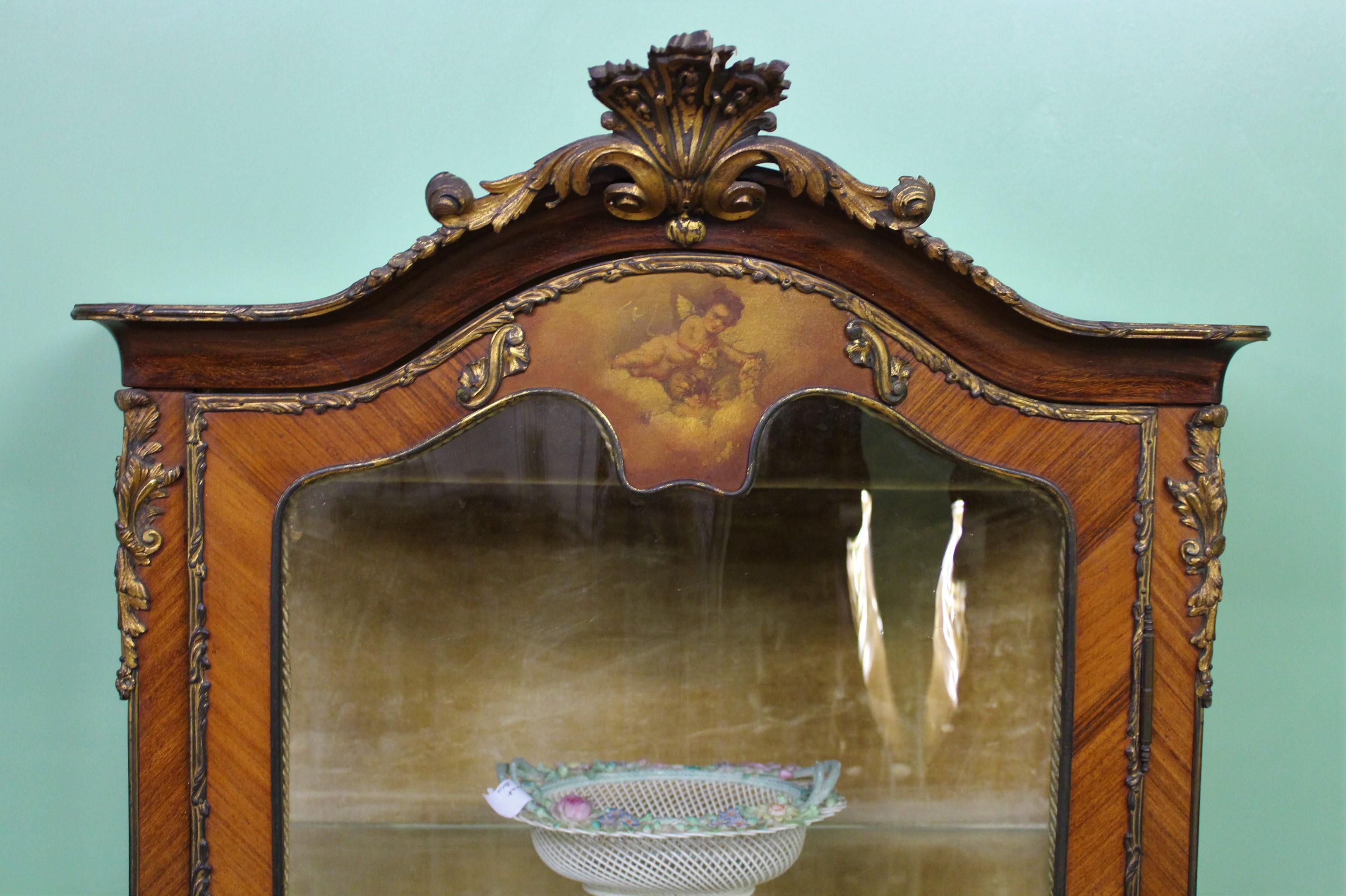 19th Century Vernis Martin Decorated French Kingwood Vitrine For Sale