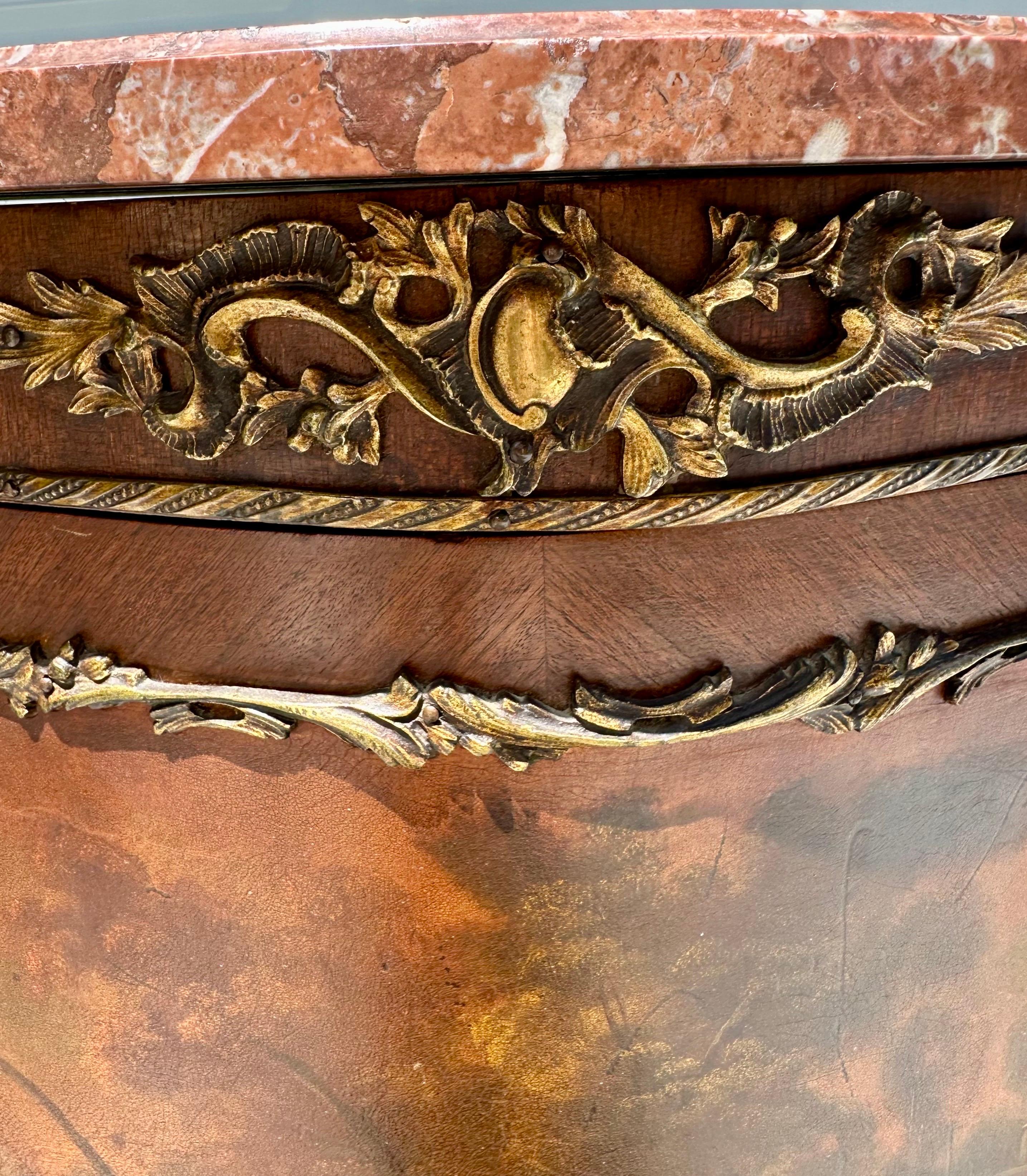 Luigi XV Vernis Martin French Antique Commode Chest Piano in marmo. in vendita