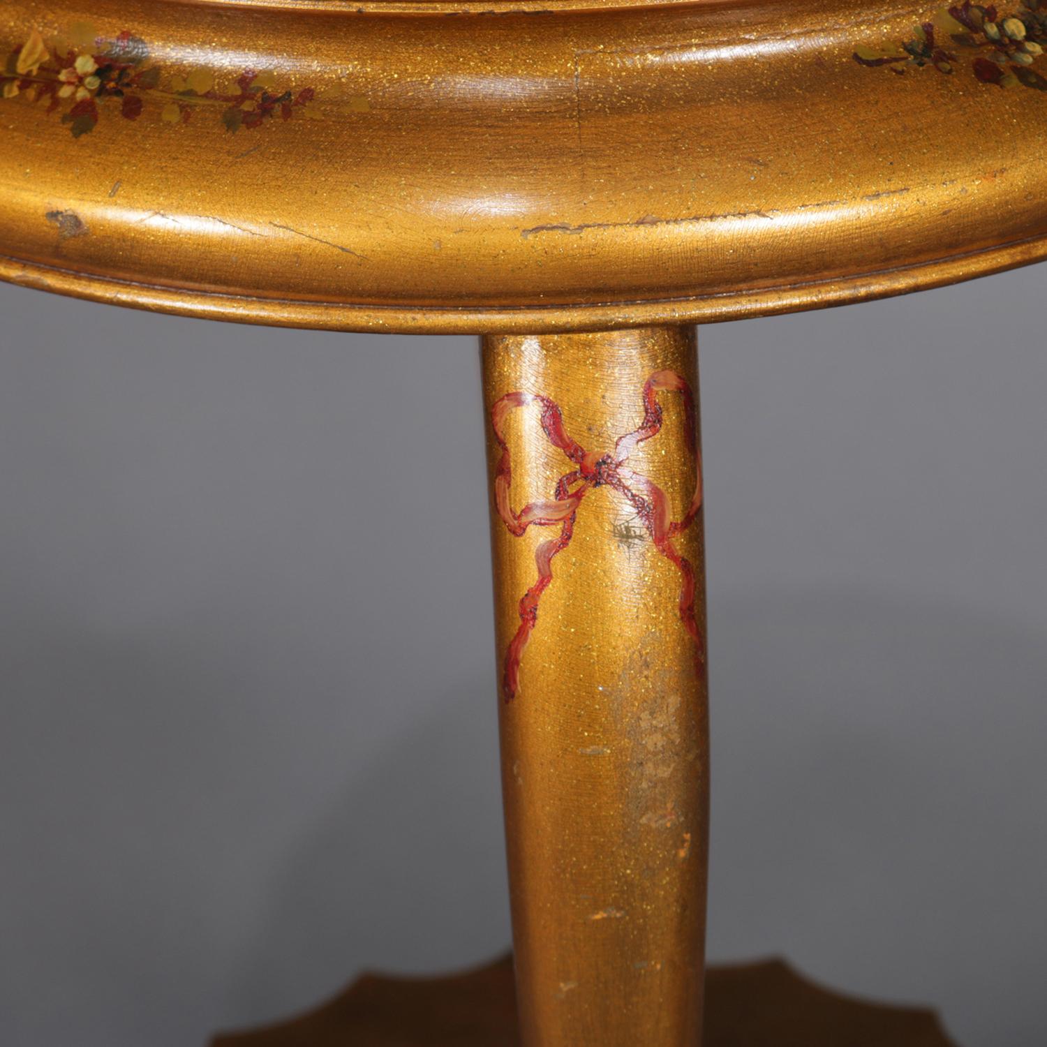 Vernis Martin Hand-Painted Landscape and Floral Giltwood Plant Stand, circa 1900 7