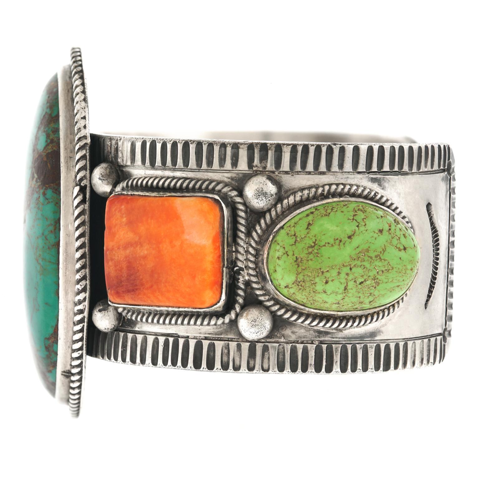 Vernon and Clarissa Hale Navajo Turquoise Bracelet Sterling, circa 2000 3