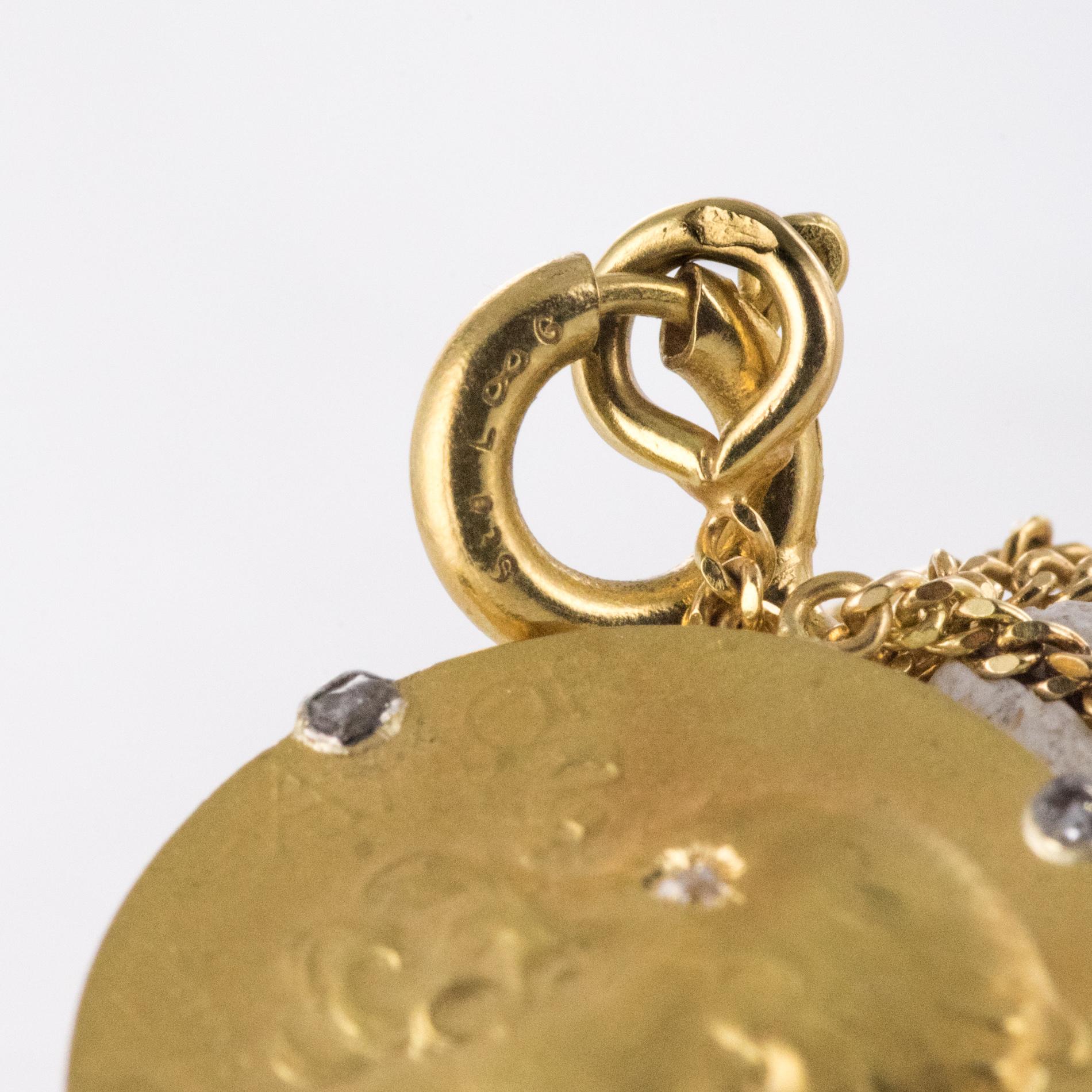 Vernon French 1900s Art Nouveau 18 Karat Yellow Gold Diamond Necklace 6