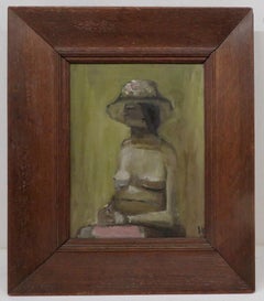 Original PORTRAIT Ölgemälde „Gertrude“ FEMALE NUDE Vernon Gibberd (1931-2019)