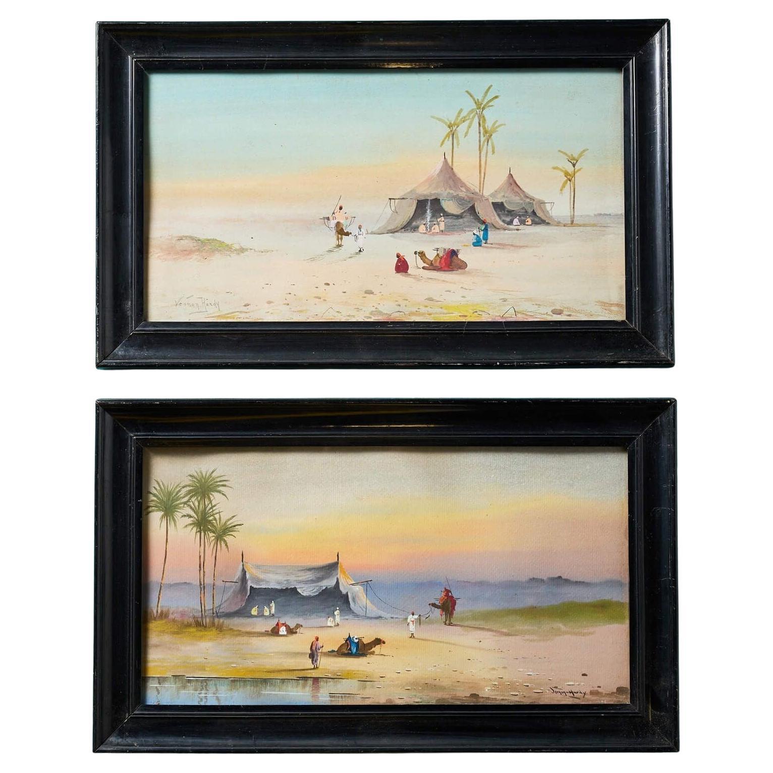 Vernon Hardy (20e siècle) Ensemble de 2 aquarelles originales encadrées en vente