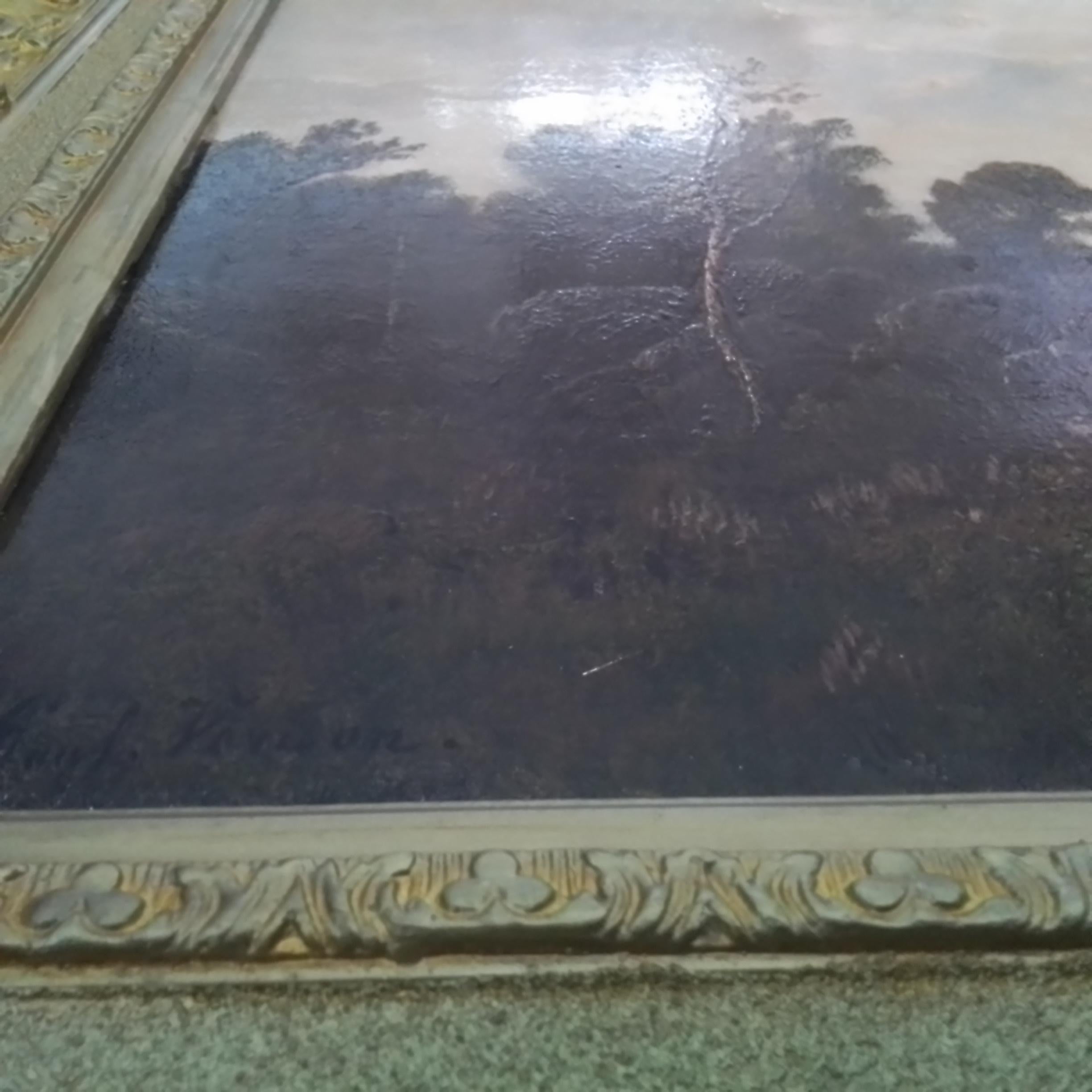Paesaggio nella foresta di Fontainebleau - Landscape Painting Beige di Vernon Paul