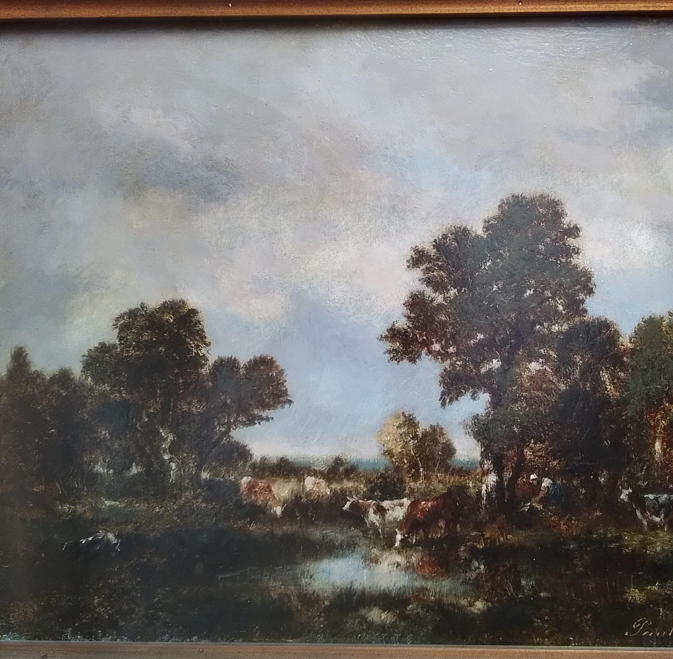 Shepherdess in the Fontainebleau forest. Barbizon. O/P Signed LR For Sale 6