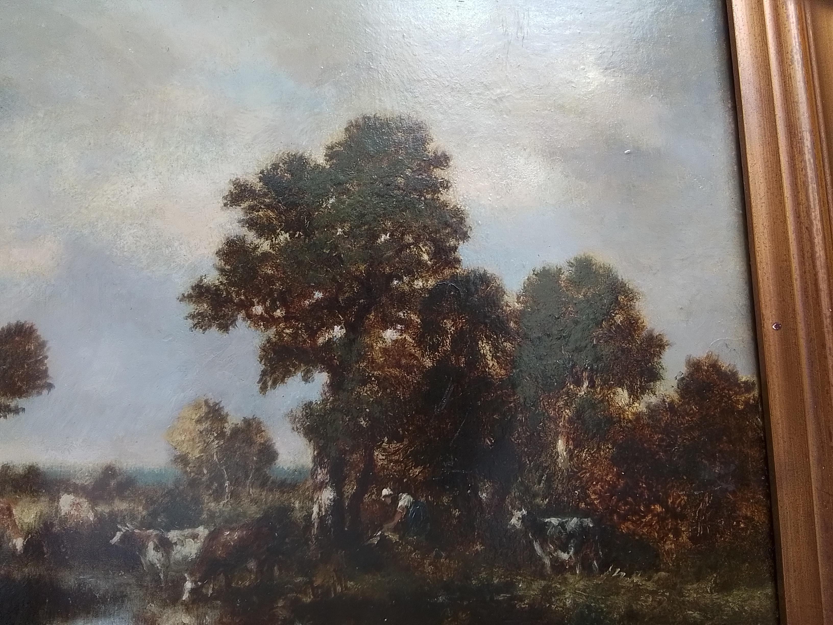 Shepherdess in the Fontainebleau forest. Barbizon. O/P Signed LR For Sale 2