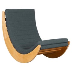 Vernor Panton Relaxer Rocking Chair in New Green Wool and Wood for Rosenthal
