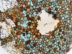 Escultura de pared para interior/exterior, hormigón convexo Patrón orgánico abstracto de colores