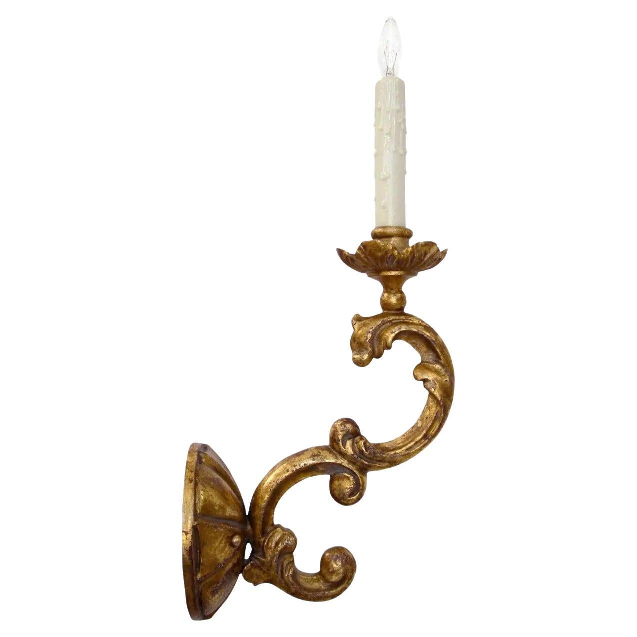 Verochio Italian Giltwood Light Sconce by Randy Esada For Sale