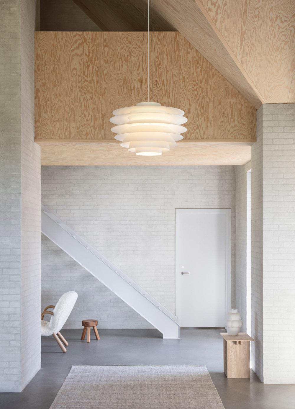 Scandinavian Modern 'Verona' 175 White Pendant Lamp by S. Middelboe for Lyfa 'New Edition' For Sale