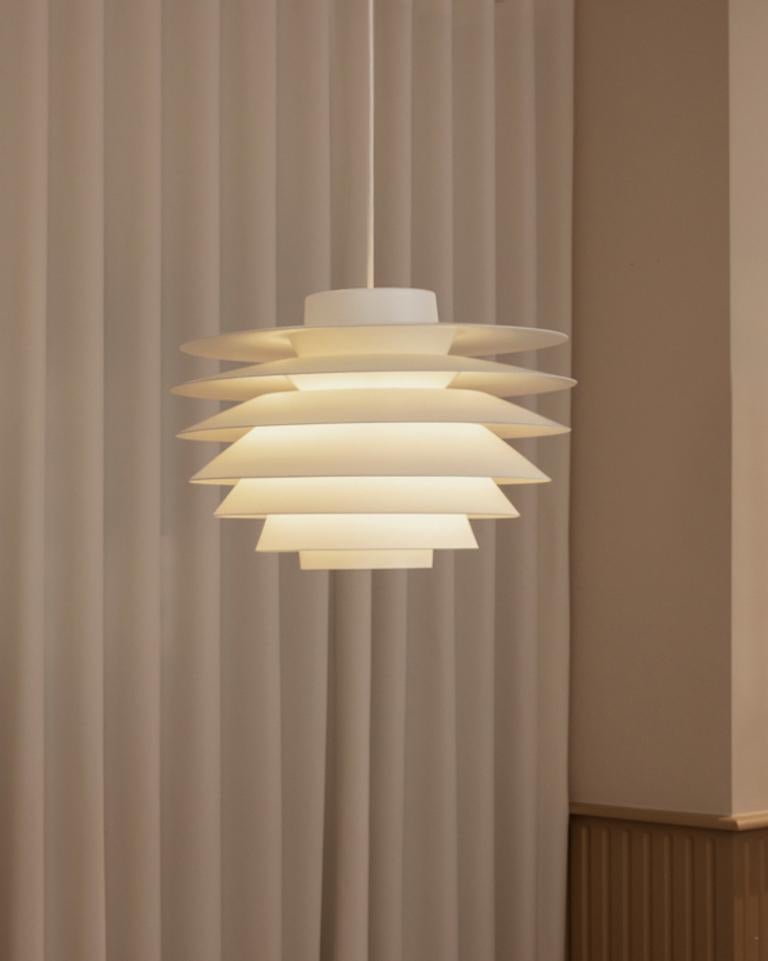 Scandinavian Modern 'Verona' 320 White Pendant Lamp by S. Middelboe for Lyfa 'New Edition' For Sale