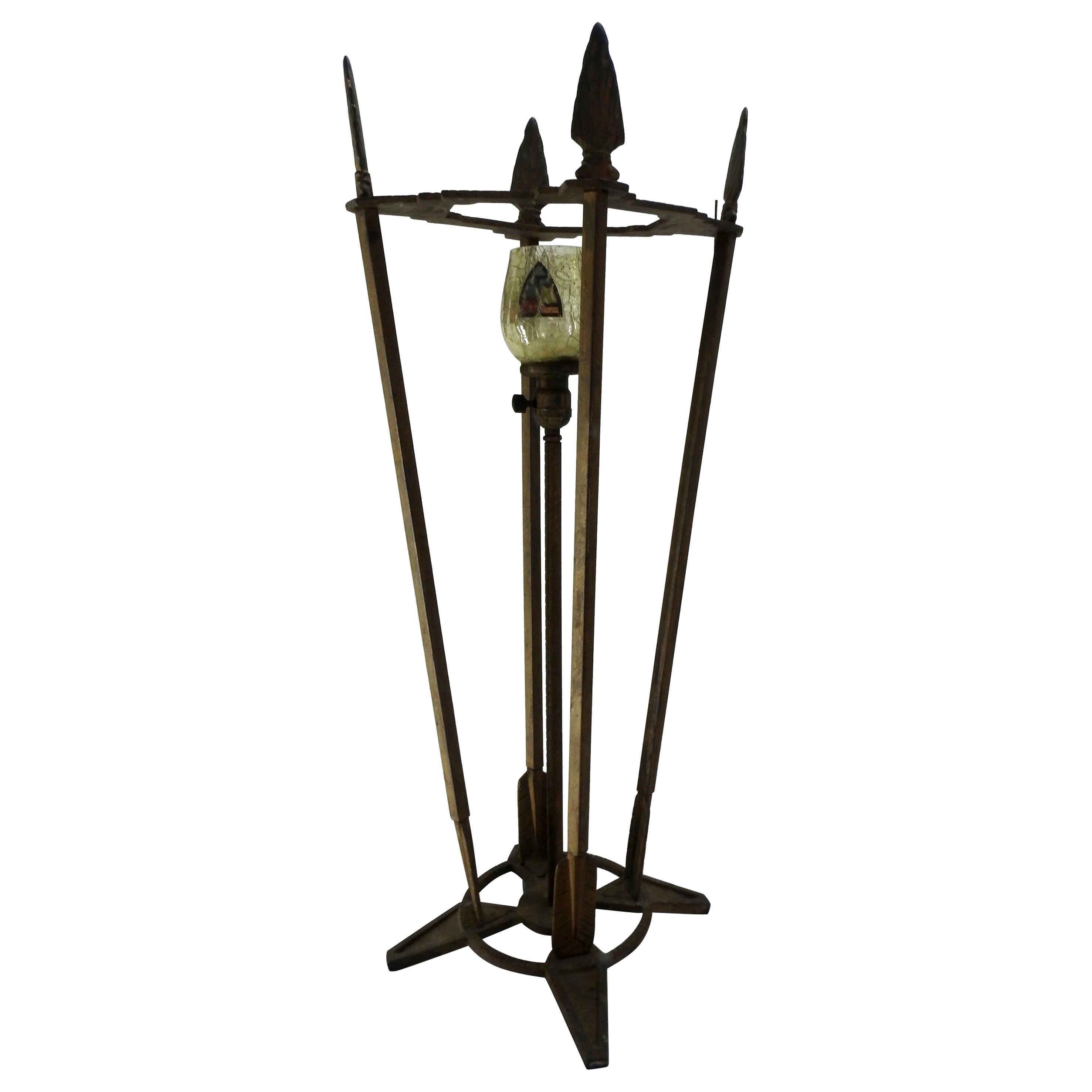 Verona Arrow Bronze Lamp with Crested Globe For Sale