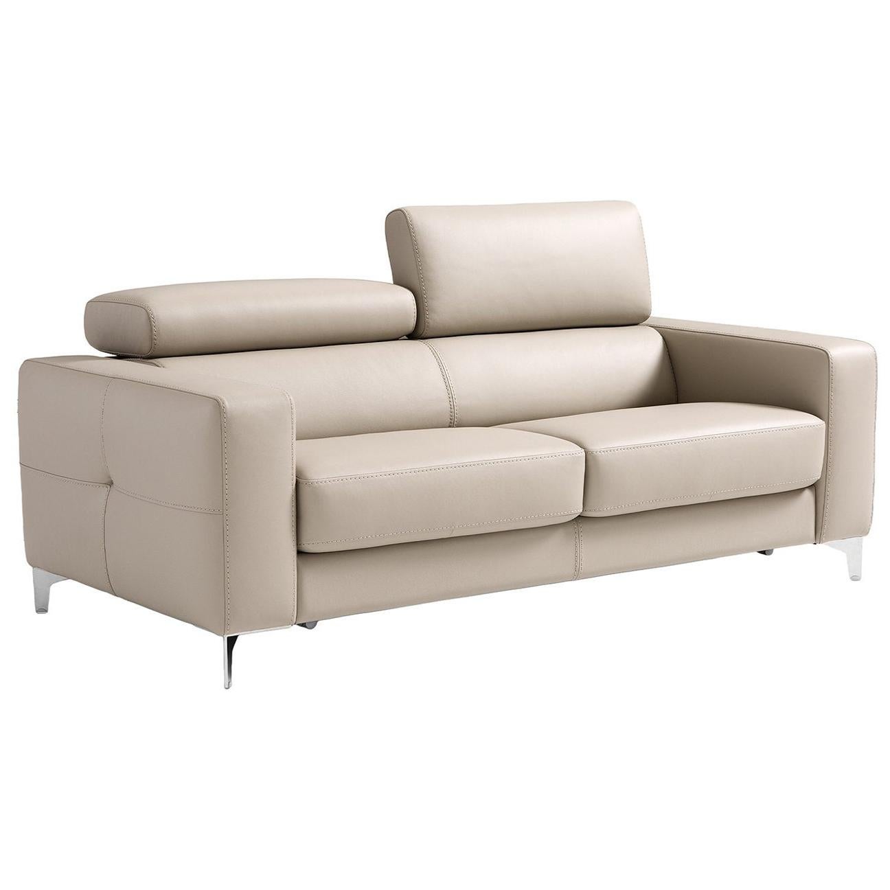 Verona Beige Leather 2-Seater Sofa Bed