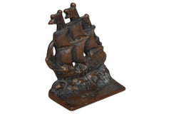 Verona Cast Iron Sailing Ship Bookends, a Pair