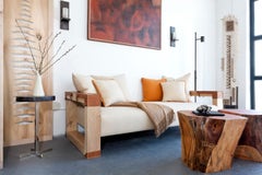 Daybed Sofa Lounge Seating with Leather Armrest Details by Vivian Carbonell